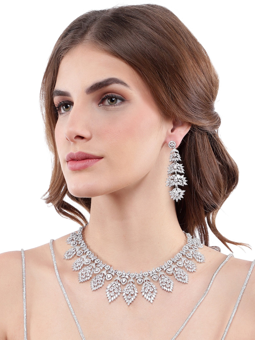 Rhodium Plated White American Diamond