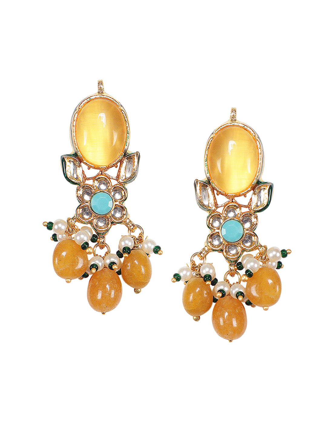 Gold Plated Yellow Kundan Traditional Choker Set For Women