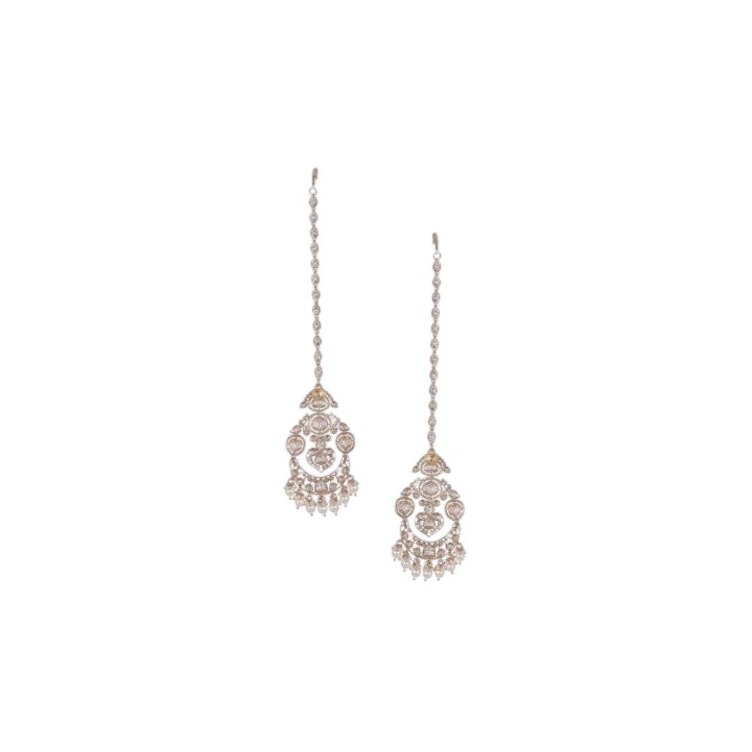 Gold-Plated American Diamond-Studded Classic Chandbalis - Auraa Trends