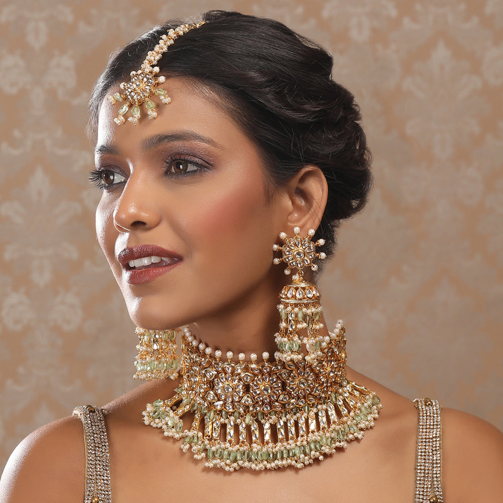 Buy now Bridal Gold Choker Necklace & Earring Set
