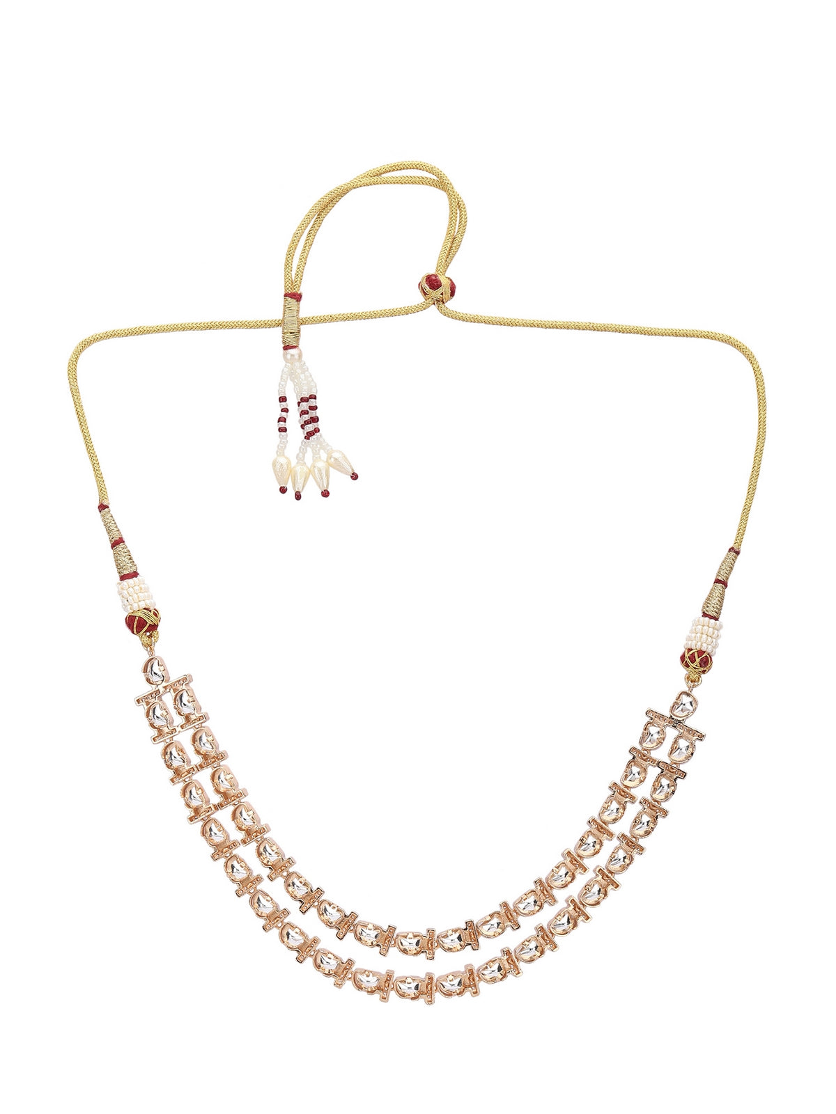 Kundan Necklace Set with Geometric Stud Earrings