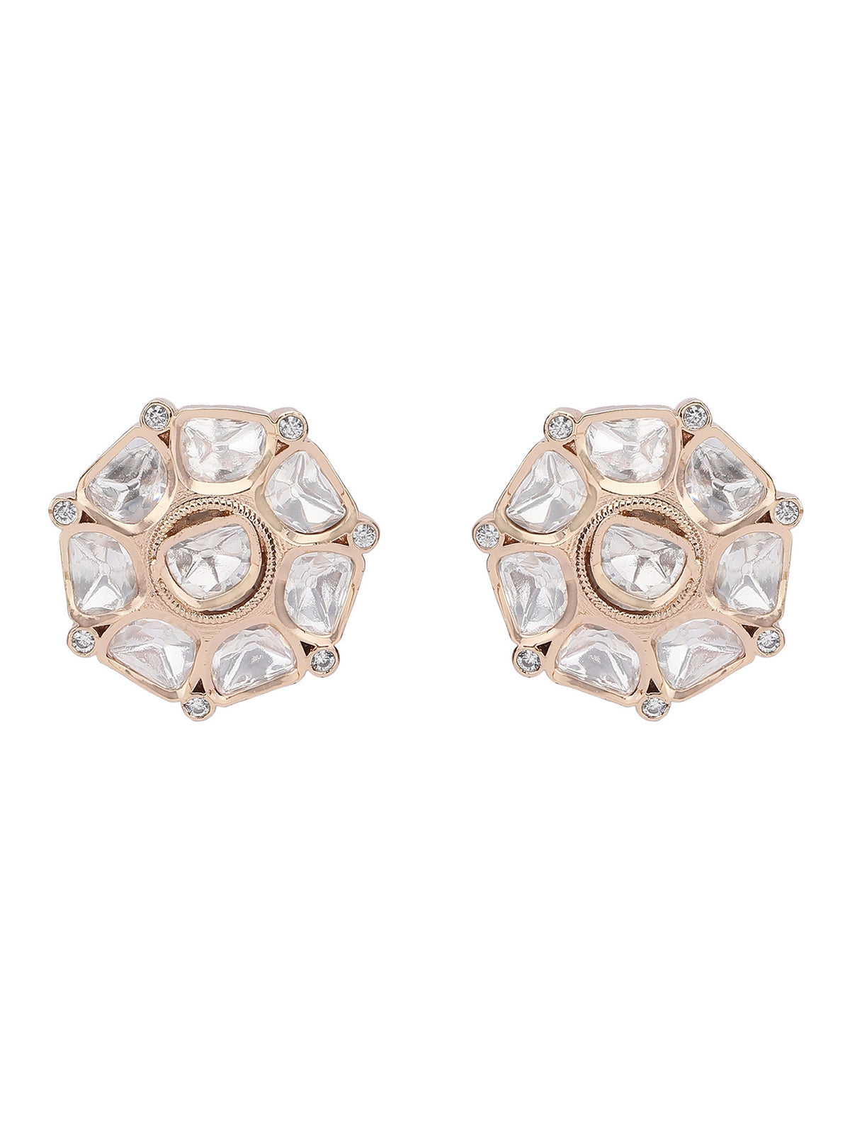 Kundan Necklace Set with Geometric Stud Earrings