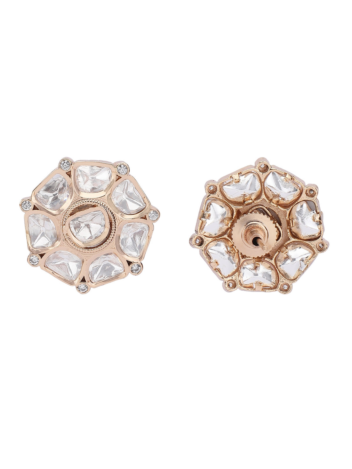 Kundan Necklace Set with Geometric Stud Earrings