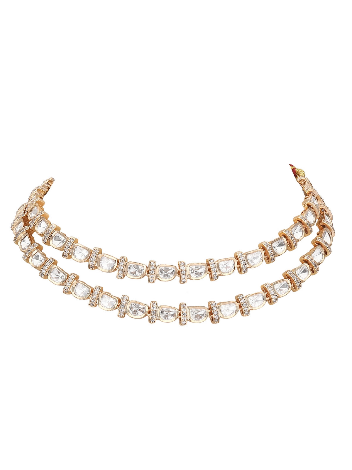Kundan Necklace Set with Geometric Stud Earrings