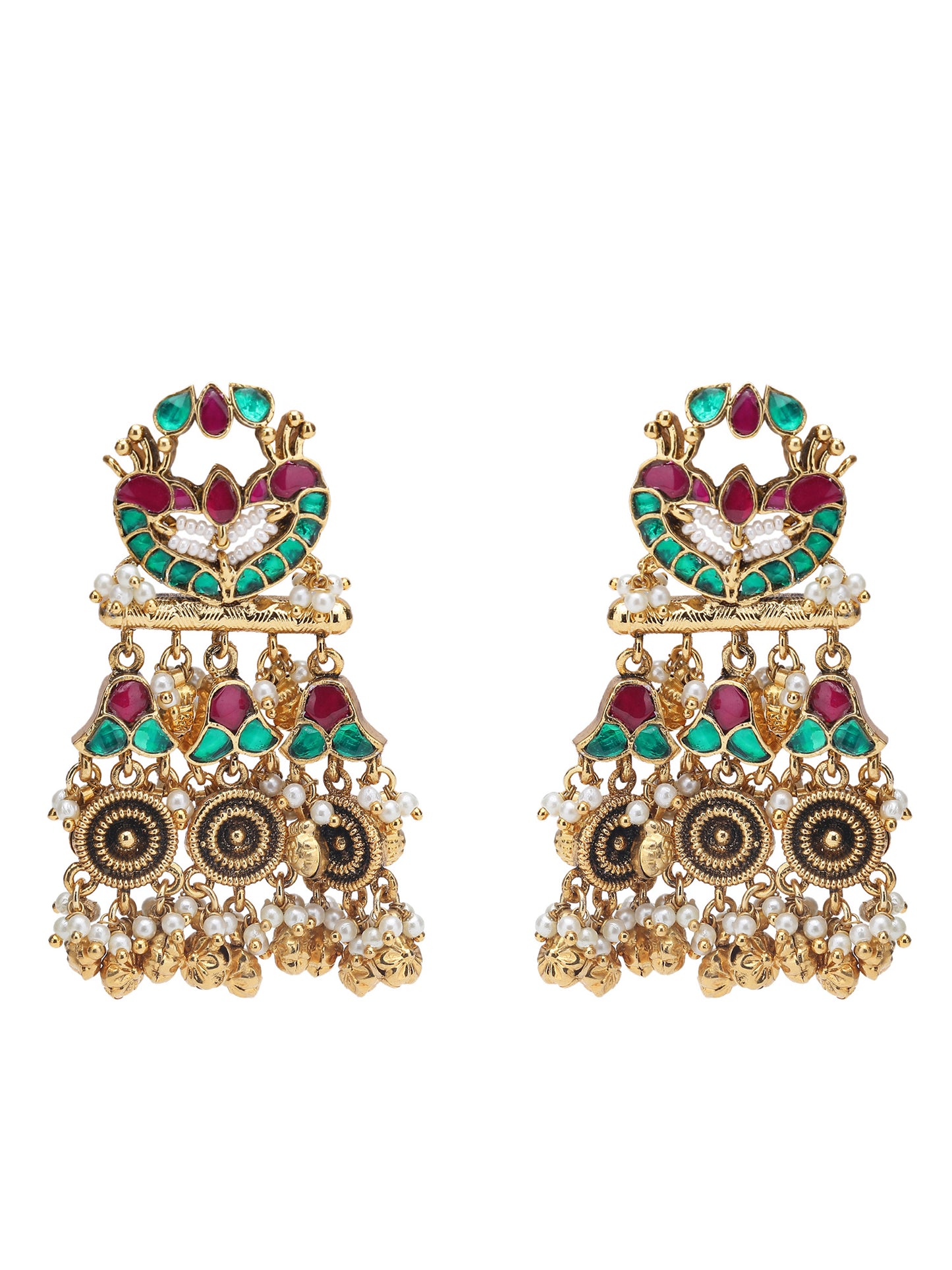 Green Kundan Beaded Raani Haar Necklace Set with Matching Earrings