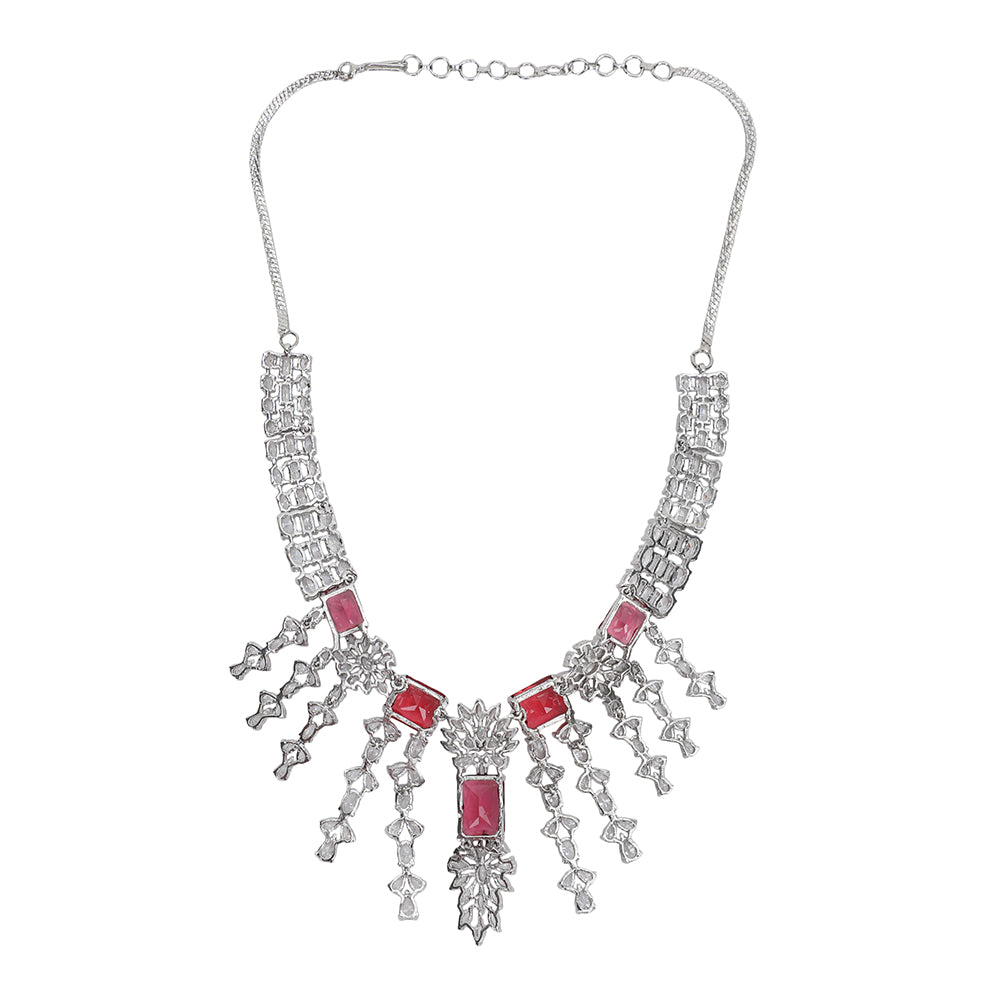 Shop Jewellery Necklace set Matching Earrings Red And Silver