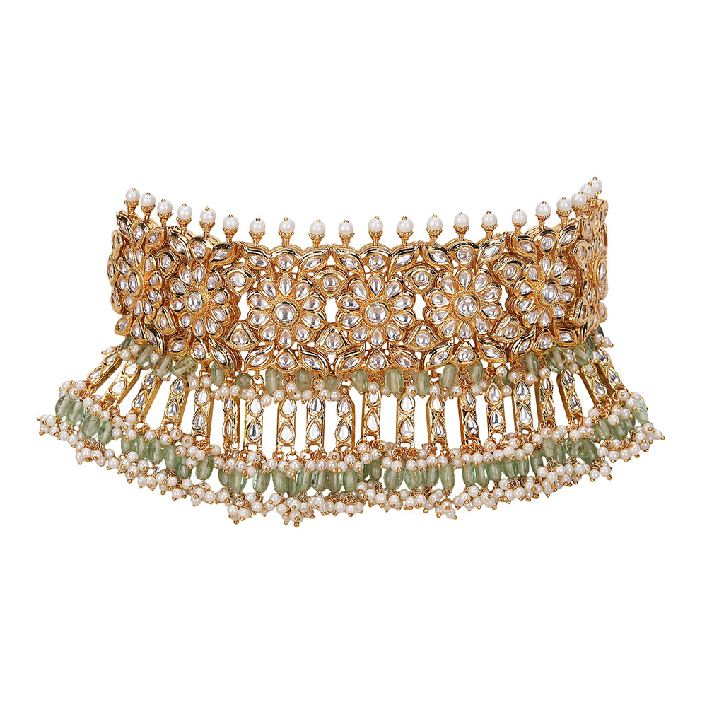 Shop Bridal Gold Choker Necklace & Earring Set Online