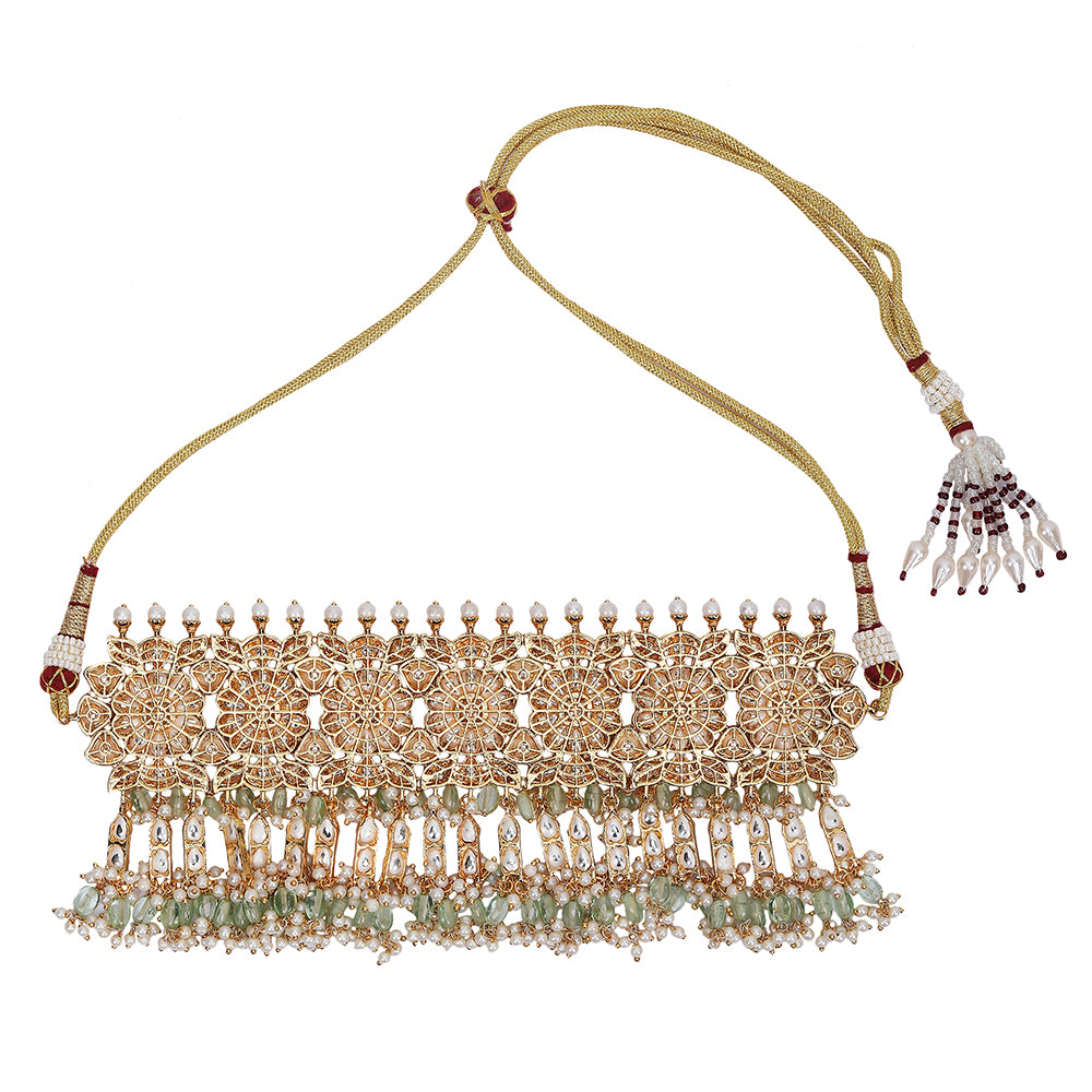 Bridal Gold Choker Necklace & Earring Set
