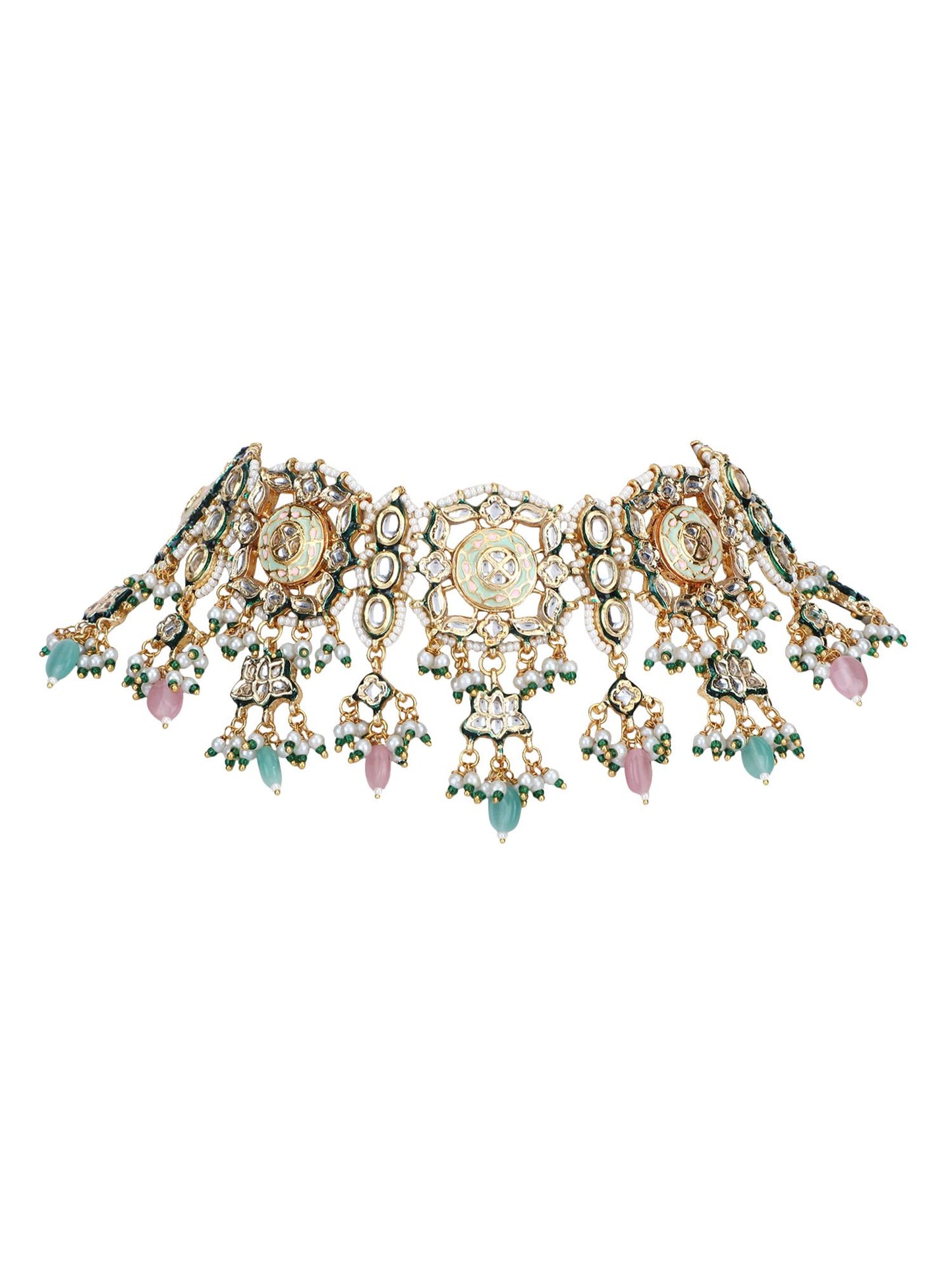 Necklace Set Radiant 22KT Gold Plated Kundan Pink