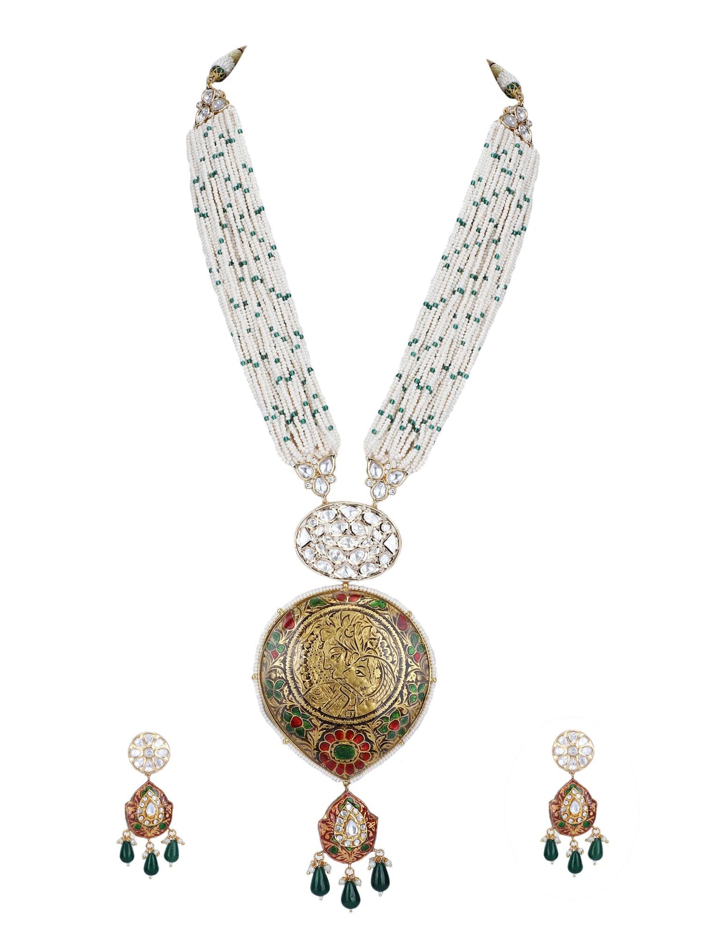 Glamorous 22KT Gold plated Kundan Brown Necklace Set