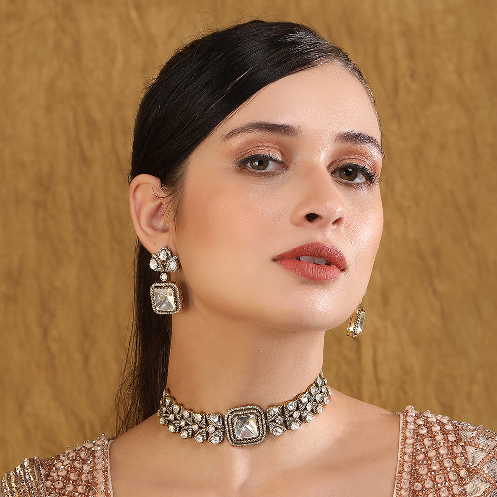 Buy Royal Kundan Choker Set with Statement Earrings