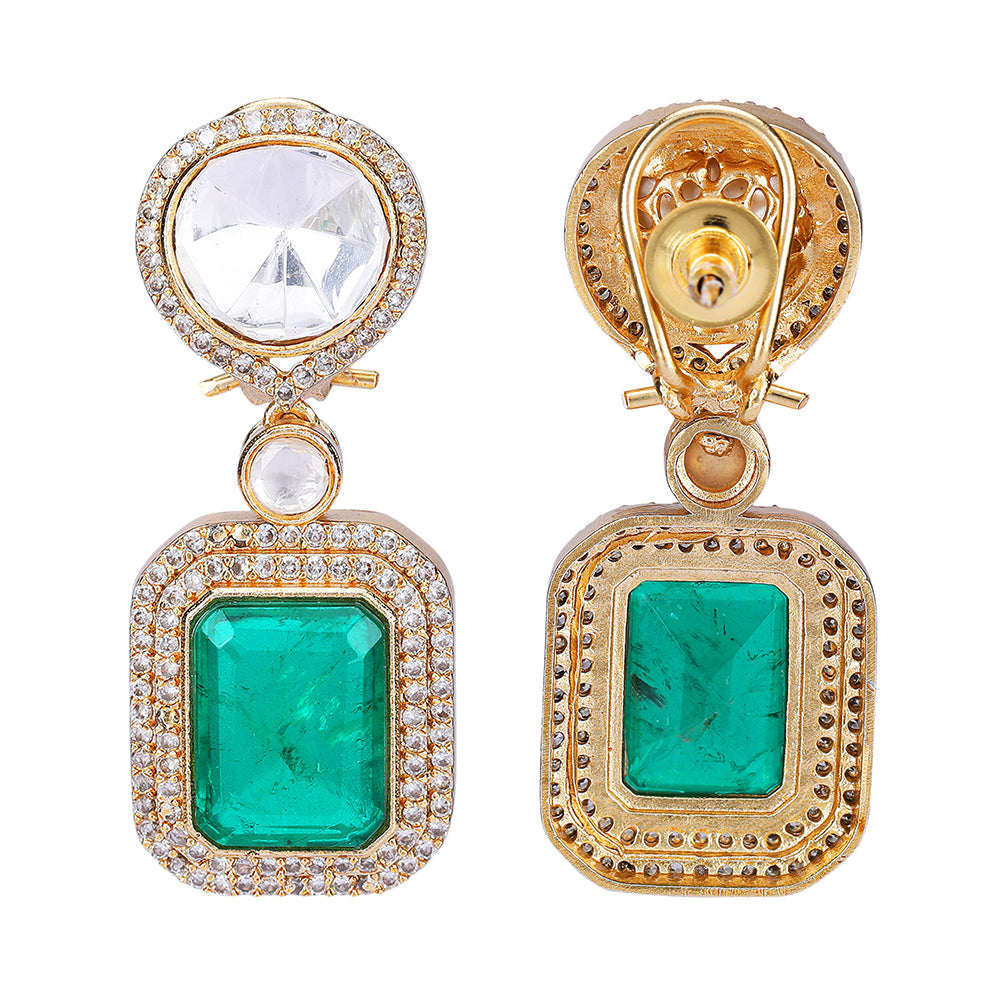 Gold Plated Kundan Green Necklace Set