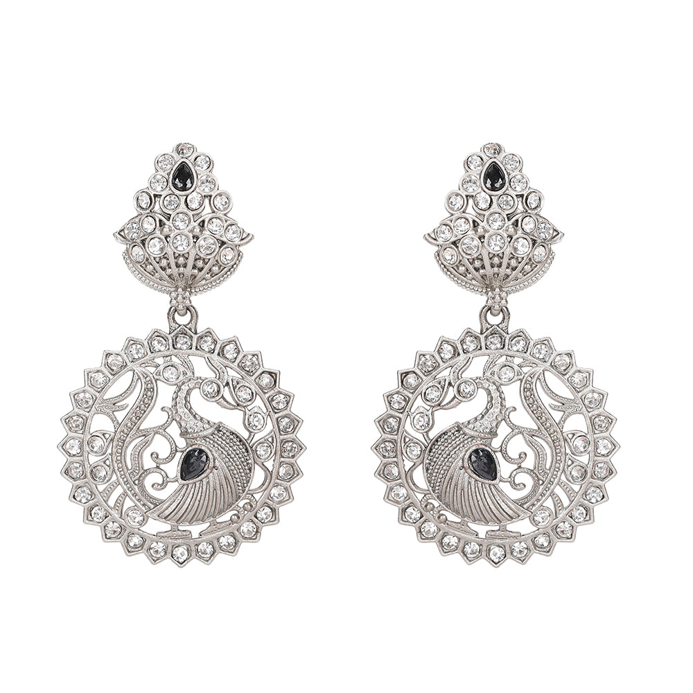 Silver-Plated Choker Necklace Set with Earrings