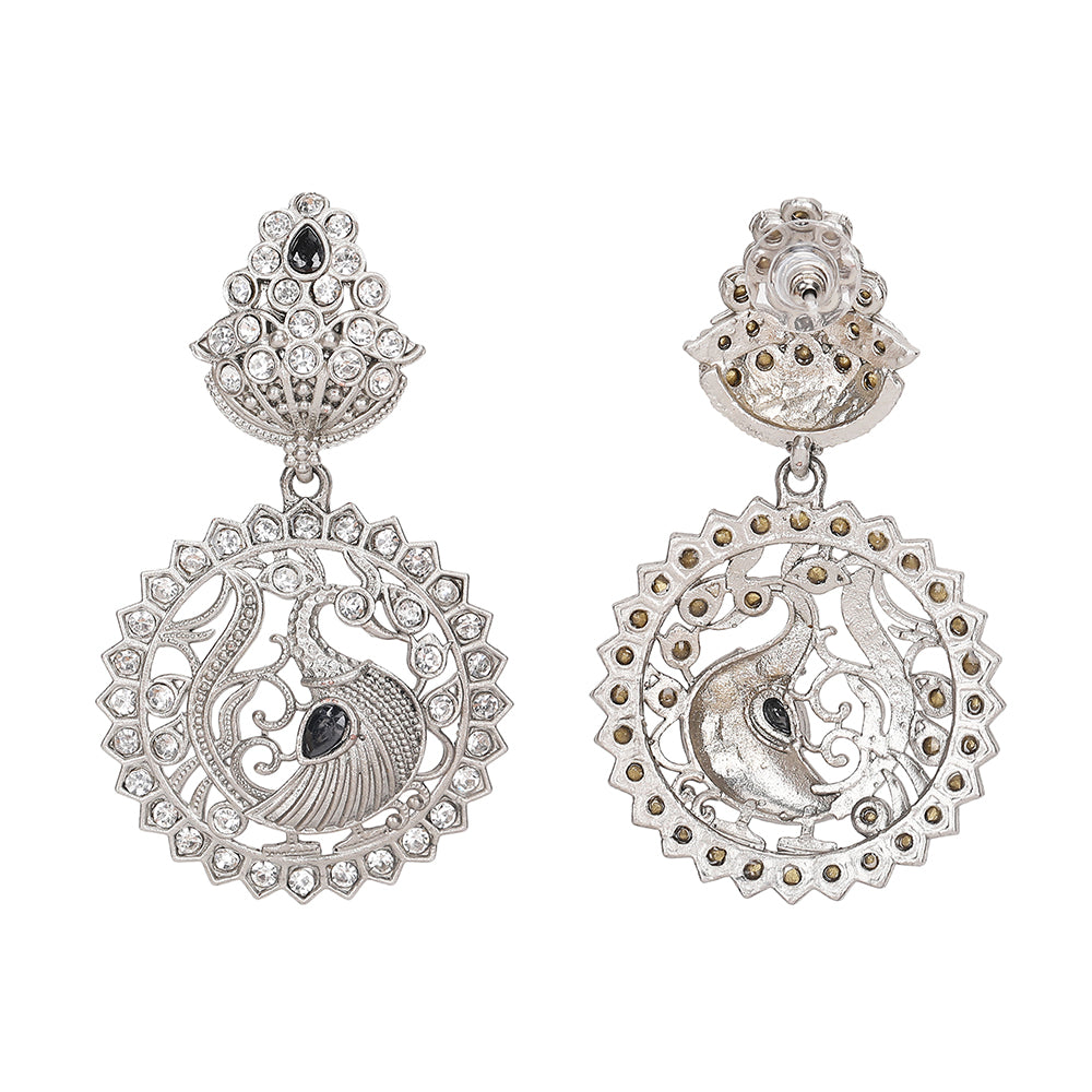 Silver-Plated Choker Necklace Set with Earrings