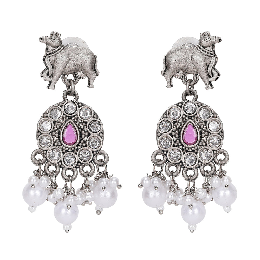 Silver Plated Stone Studded Jewellery Set