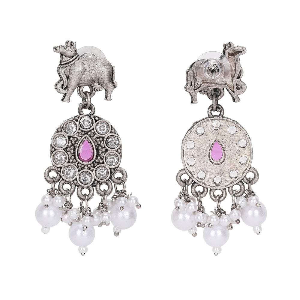 Silver Plated Stone Studded Jewellery Set
