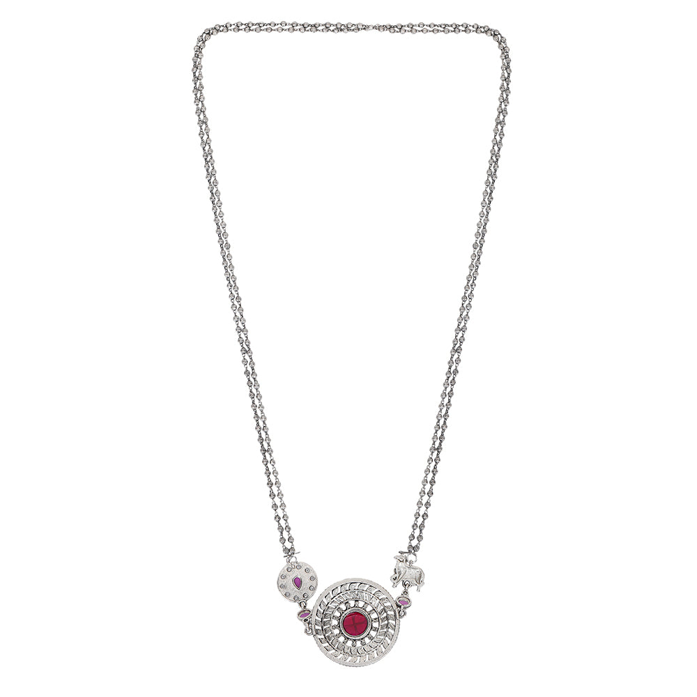 Silver Plated Stone Studded Jewellery Set