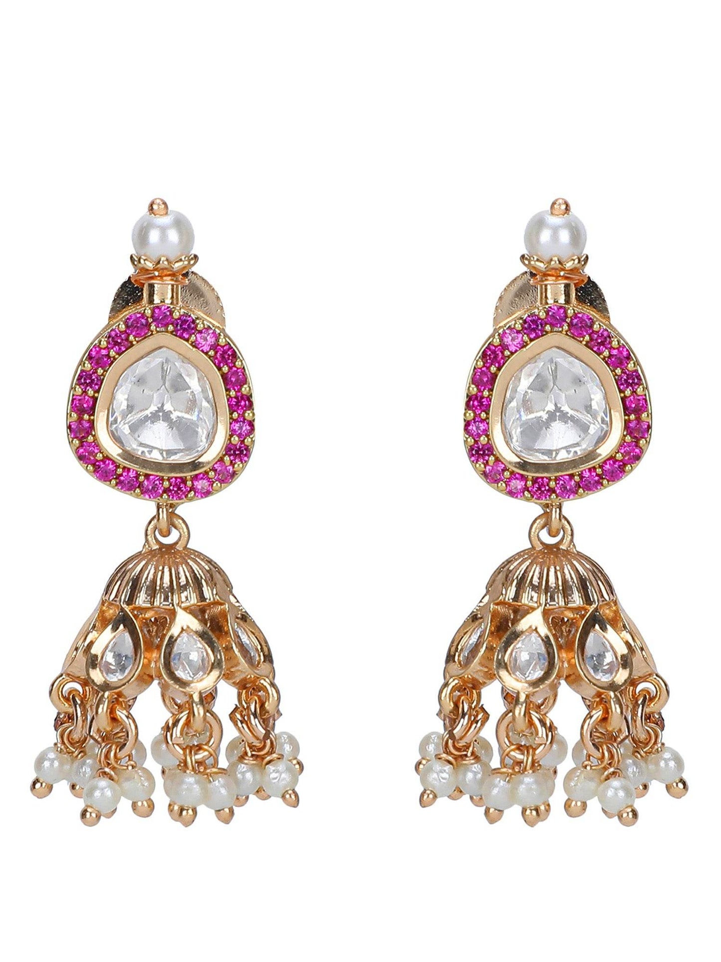 Polki Kundan Multilayer Necklace Set with Green Enamel Accents - Auraa Trends