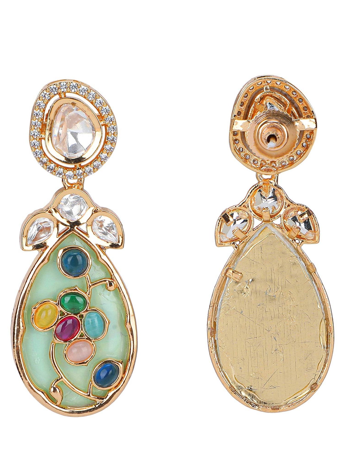 Pastel Meenakari Pendant Necklace Set with Crystal Accents - Auraa Trends