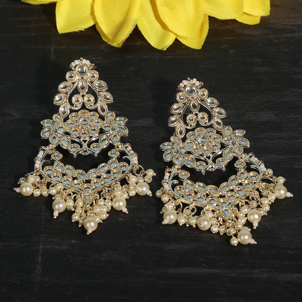 Buy Aviana Mirror Work Hoop Earrings with Gold Bead Embellishments - Auraa Trends