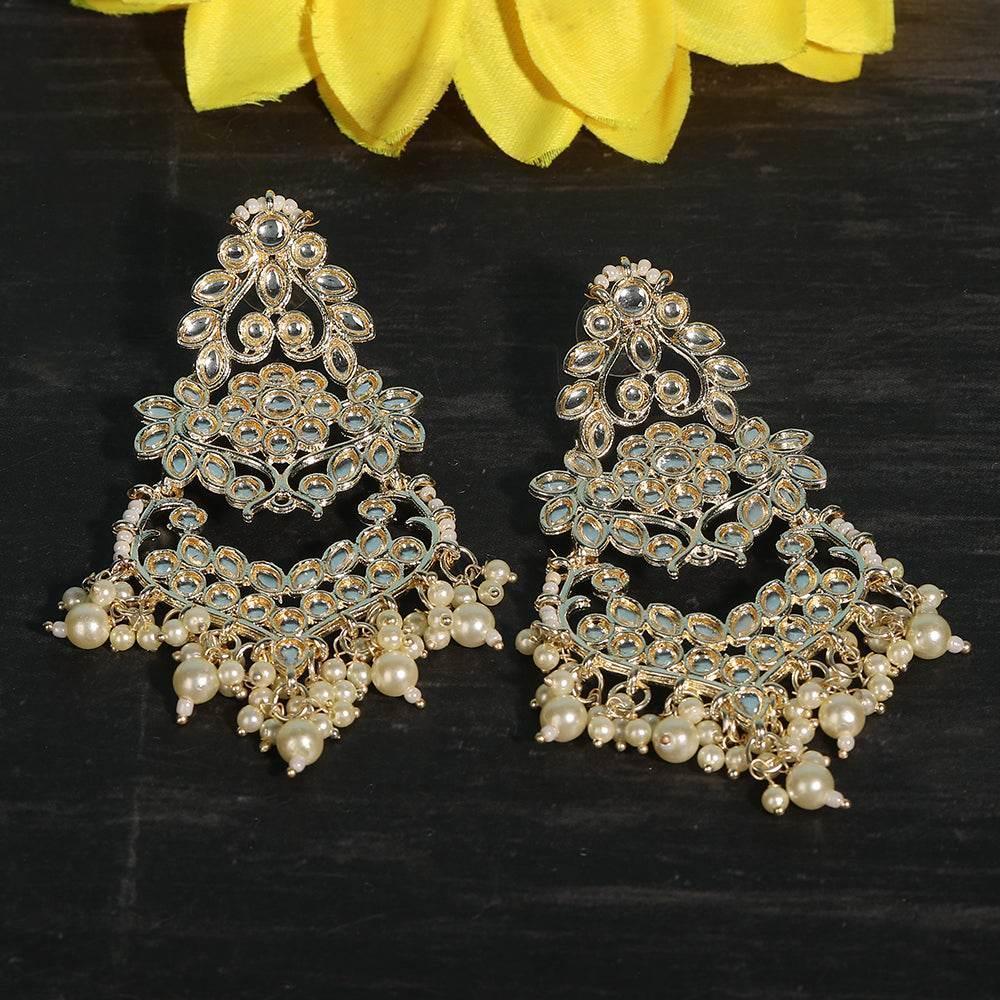 Buy Aviana Mirror Work Hoop Earrings with Gold Bead Embellishments - Auraa Trends