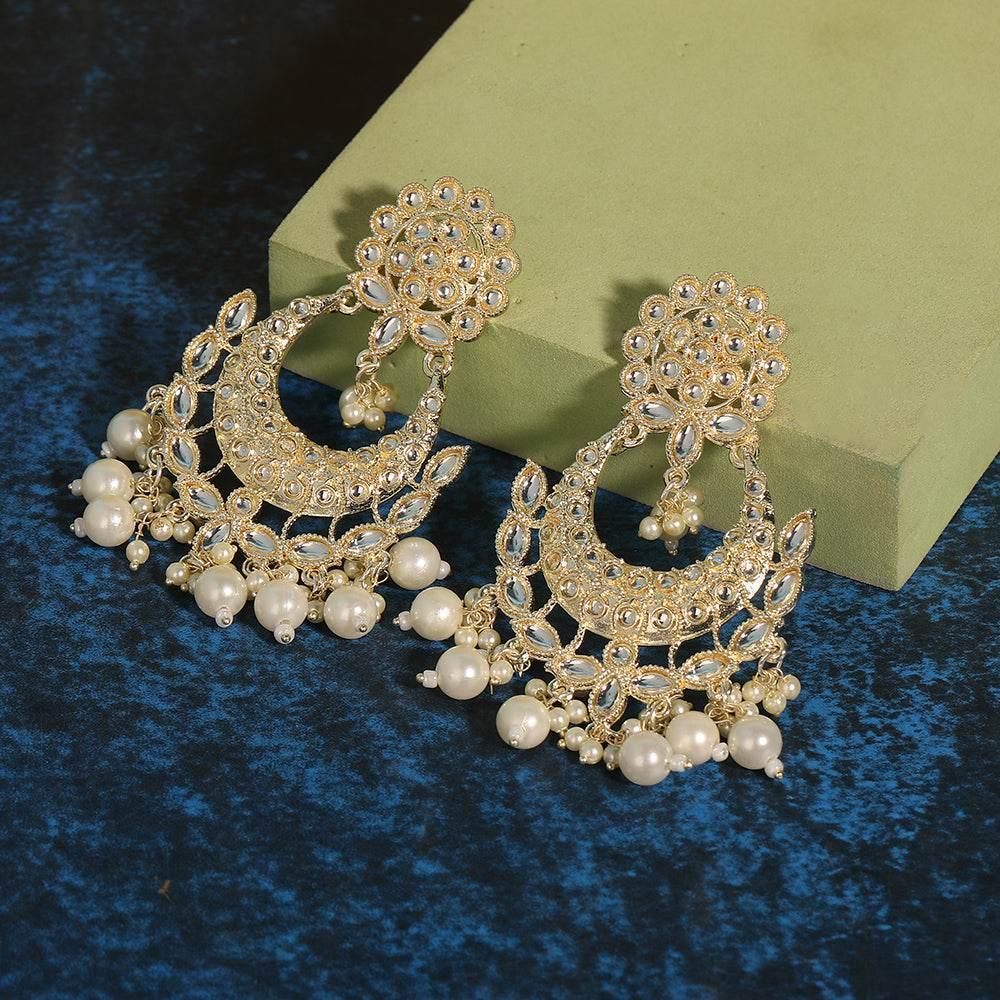 Buy Aviana Traditional Kundan Chandbali Drop Earrings - Auraa Trends