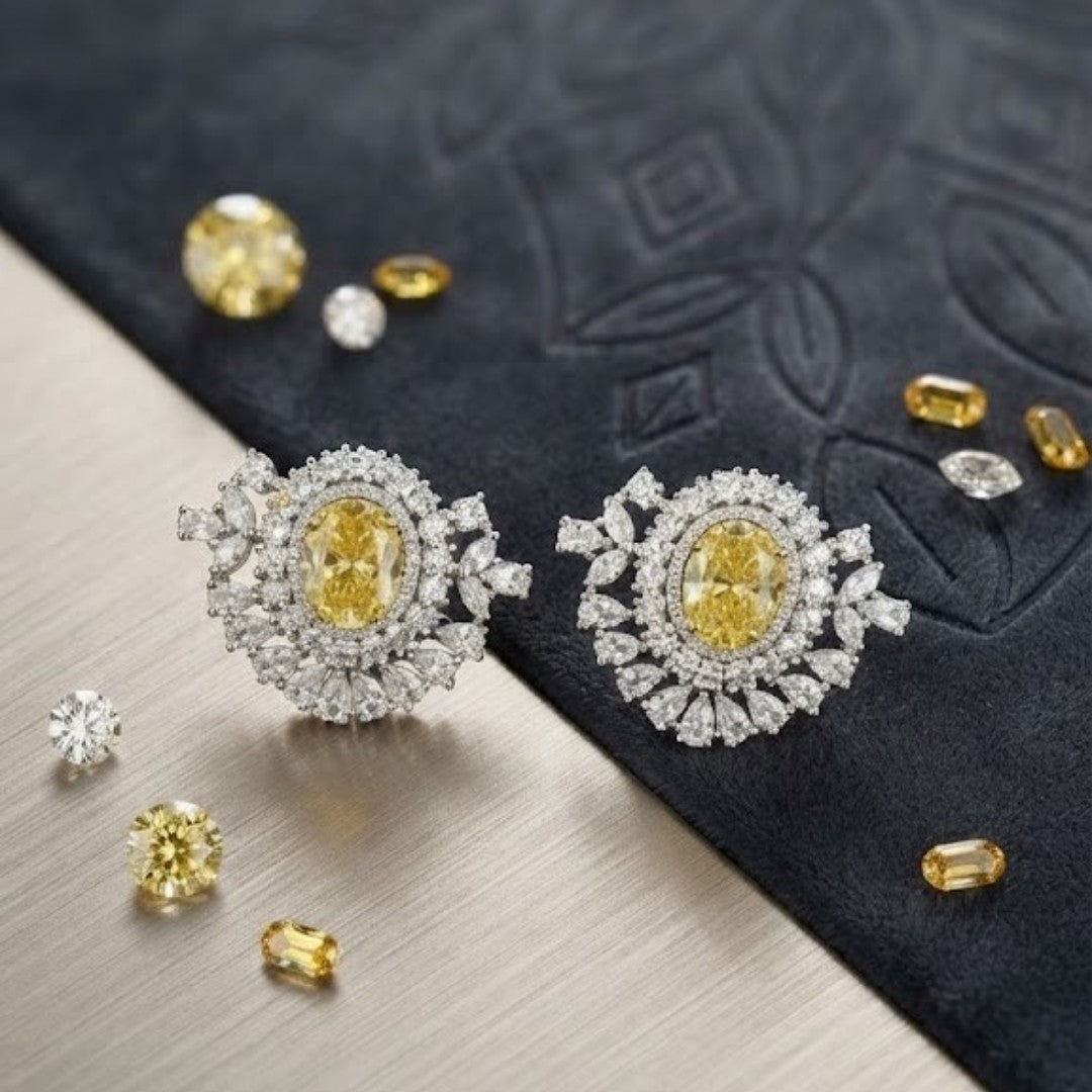 Yellow Sapphire Oval Statement Earrings