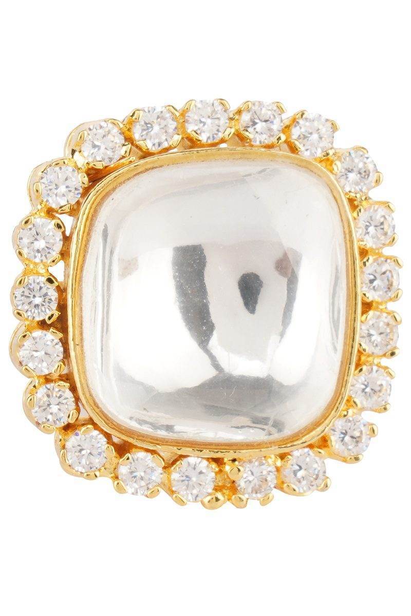 22 KT Gold Plated Kundan Ring Moissanite - Auraa Trends