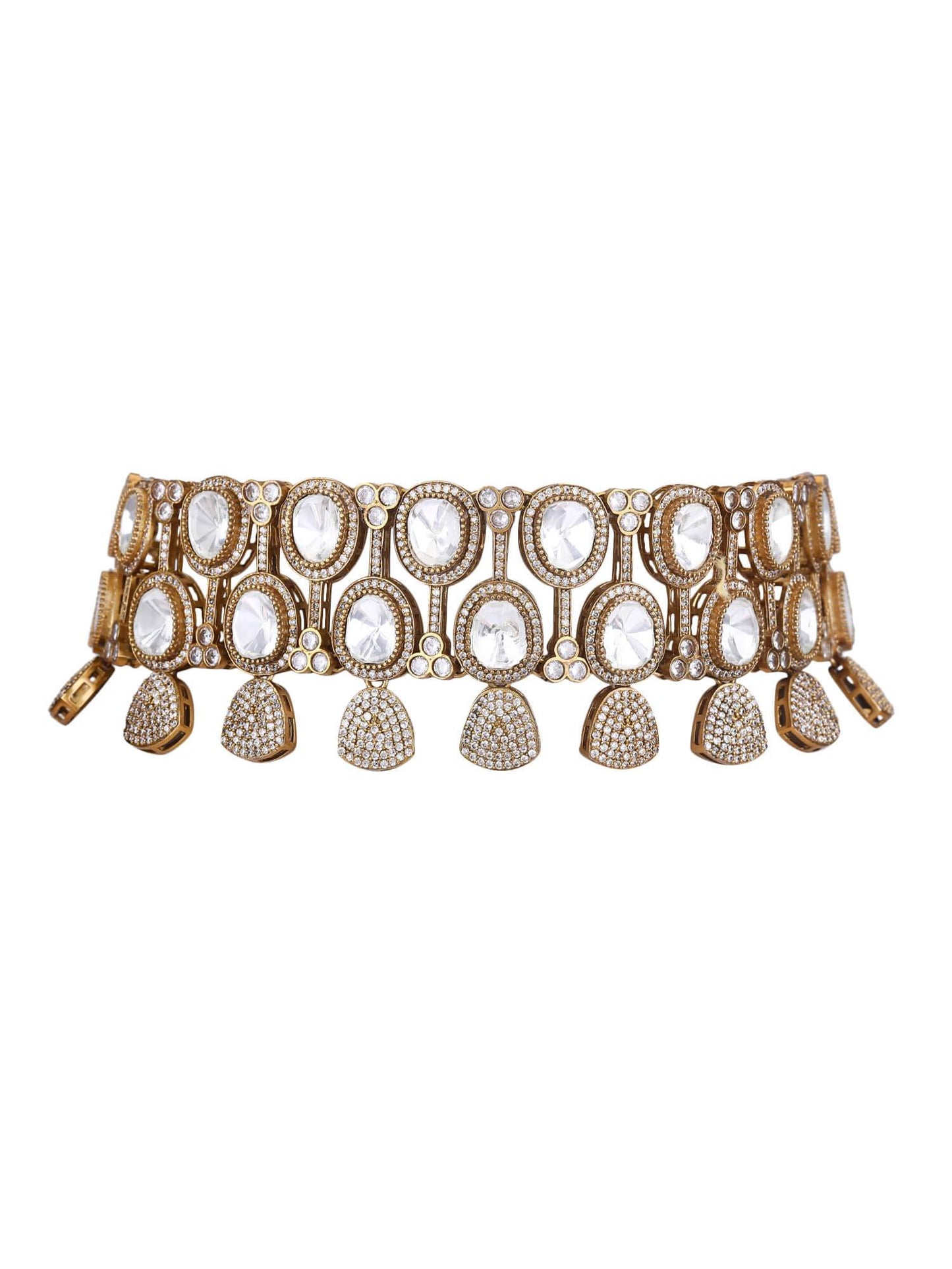 22KT Gold Plated Kundan Choker Necklace Set - Auraa Trends