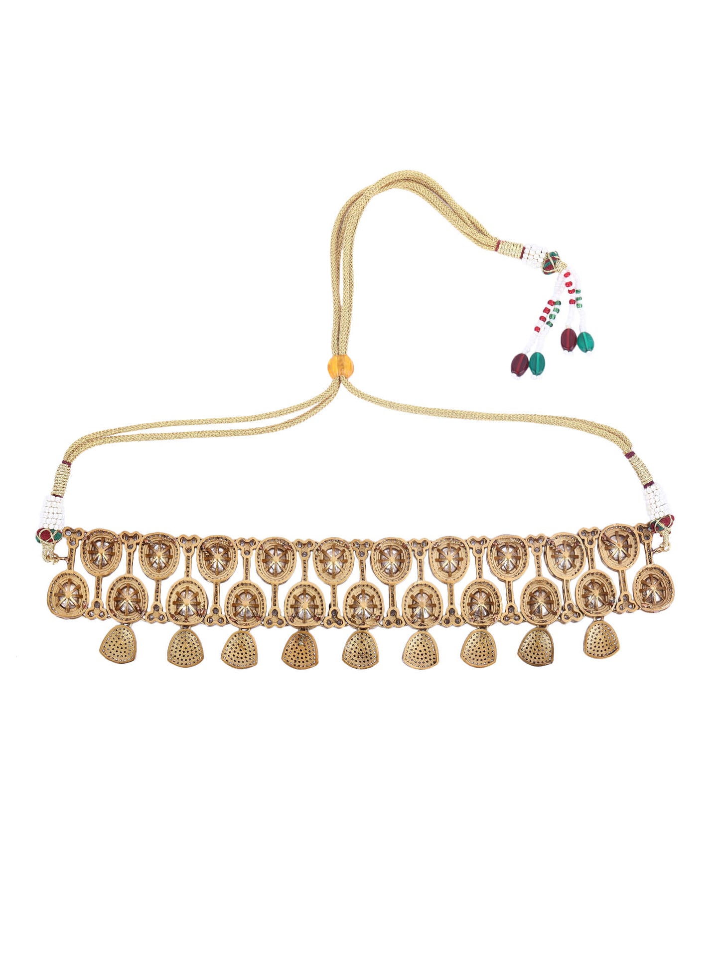 22KT Gold Plated Kundan Choker Necklace Set - Auraa Trends - choker - # - Auraa Trends - 22KT Gold Plated Kundan Necklace Set
