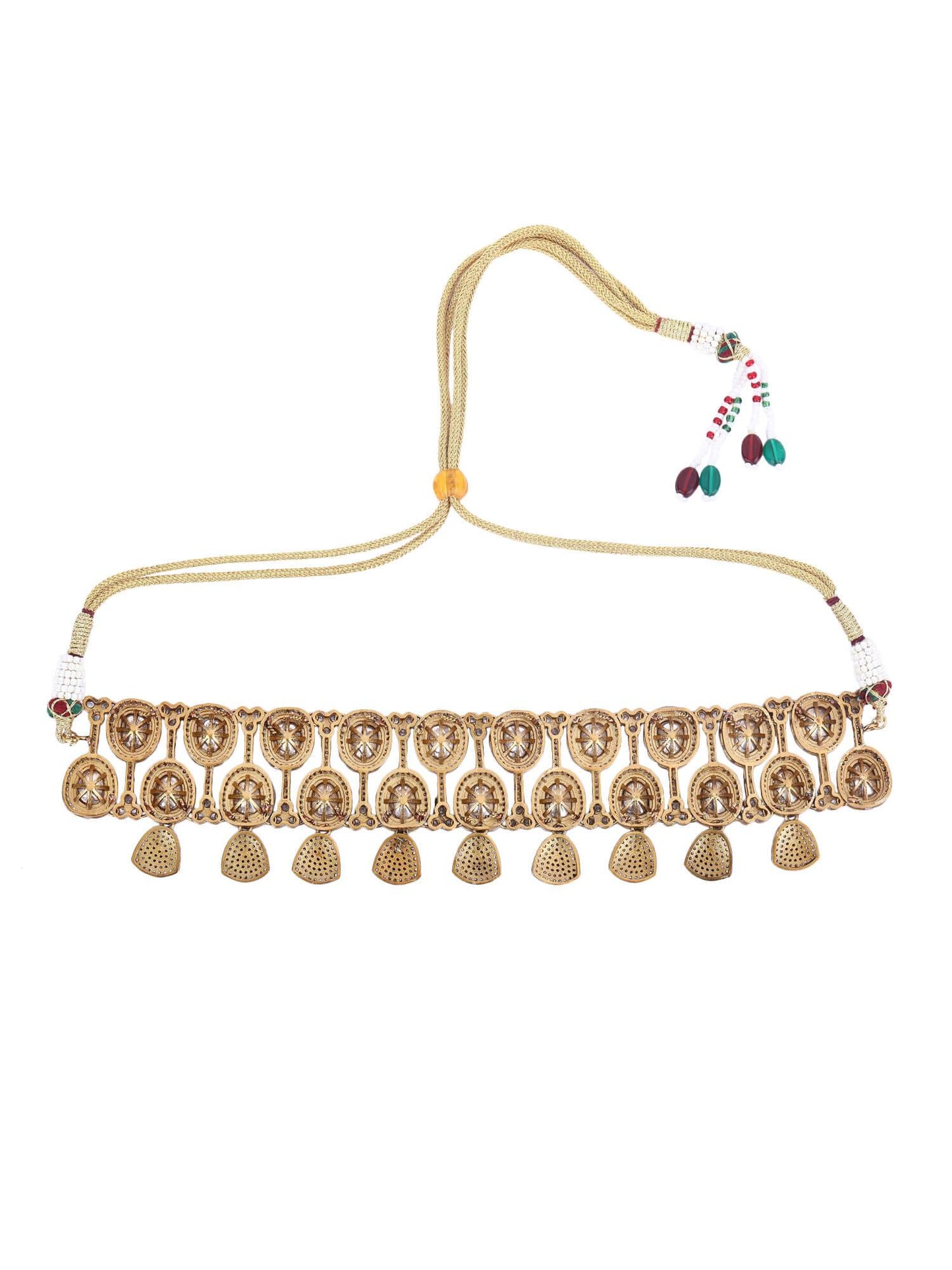 22KT Gold Plated Kundan Choker Necklace Set - Auraa Trends