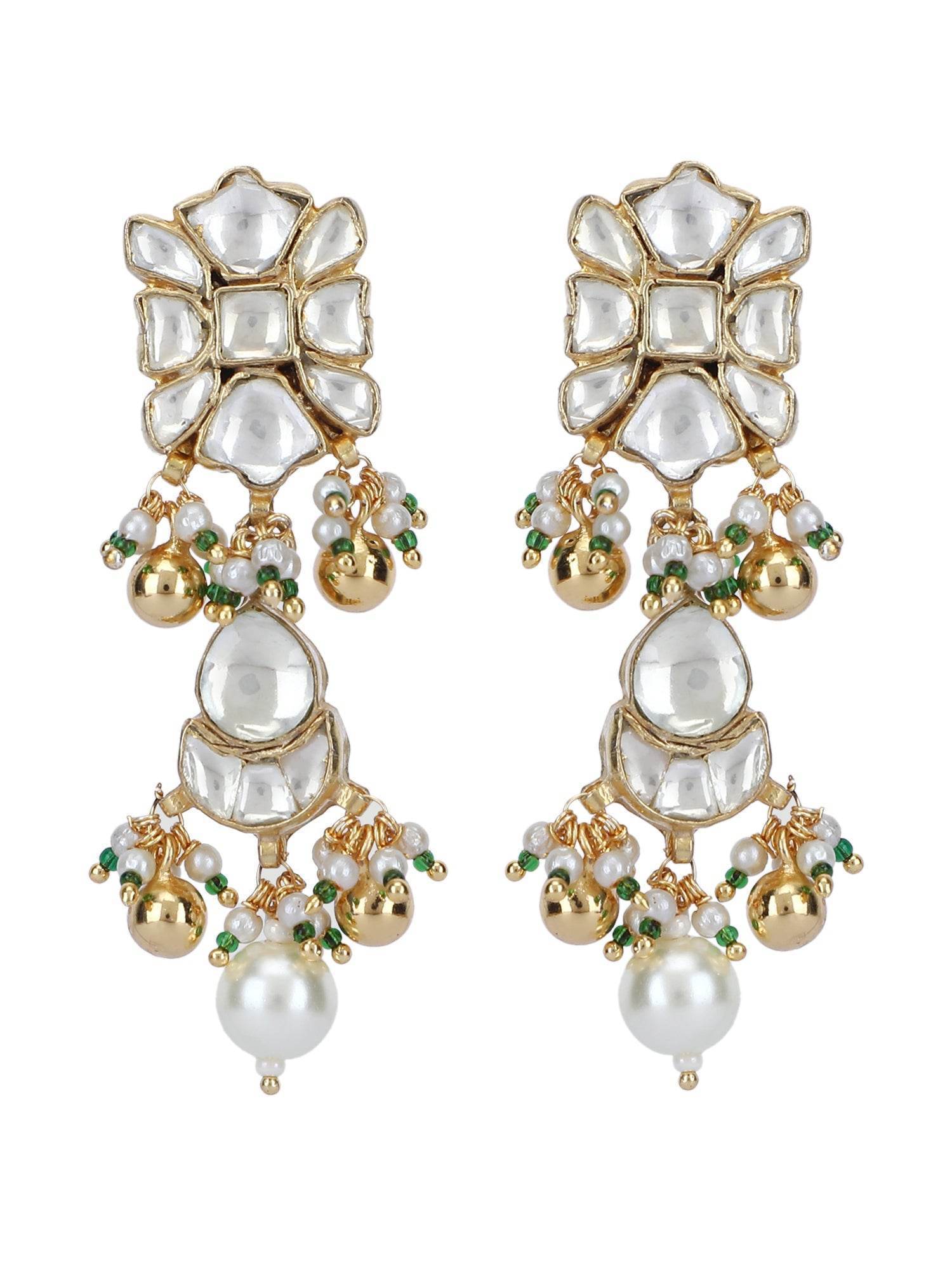 22KT Gold Plated Kundan Choker Necklace Set with Pearls For Women - Auraa Trends