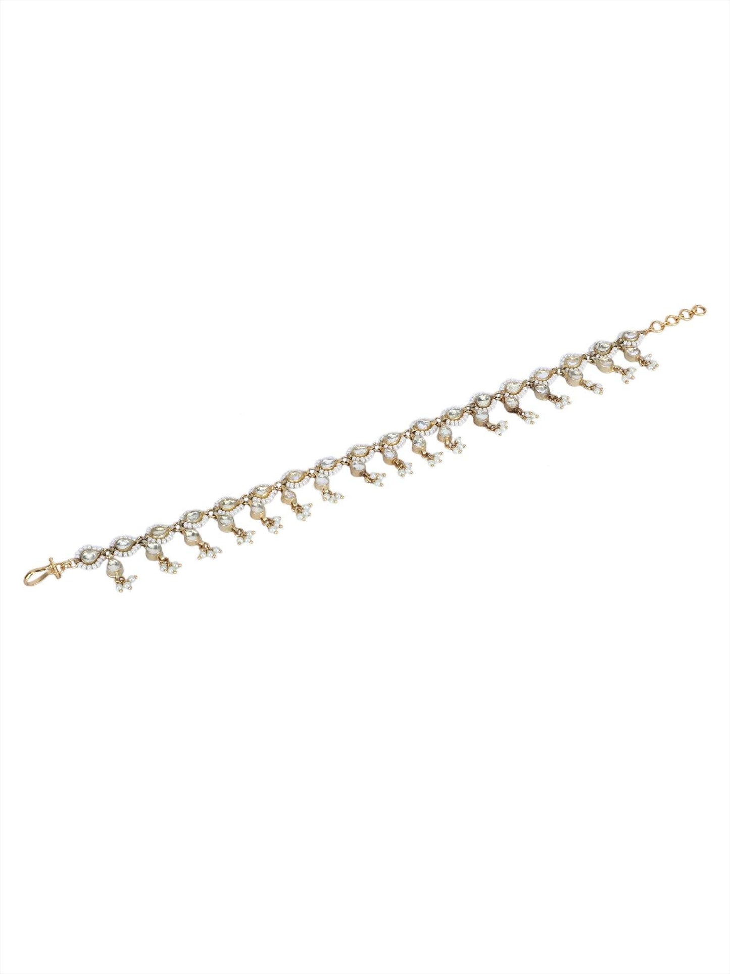 22KT Gold Plated Kundan Classic Gold Anklet For women and Girls - Auraa Trends