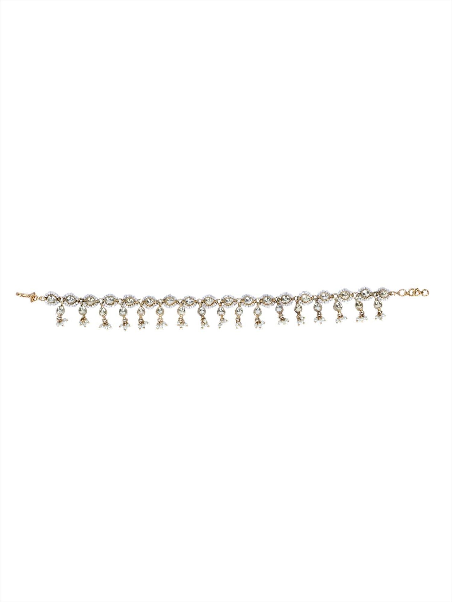22KT Gold Plated Kundan Classic Gold Anklet For women and Girls - Auraa Trends