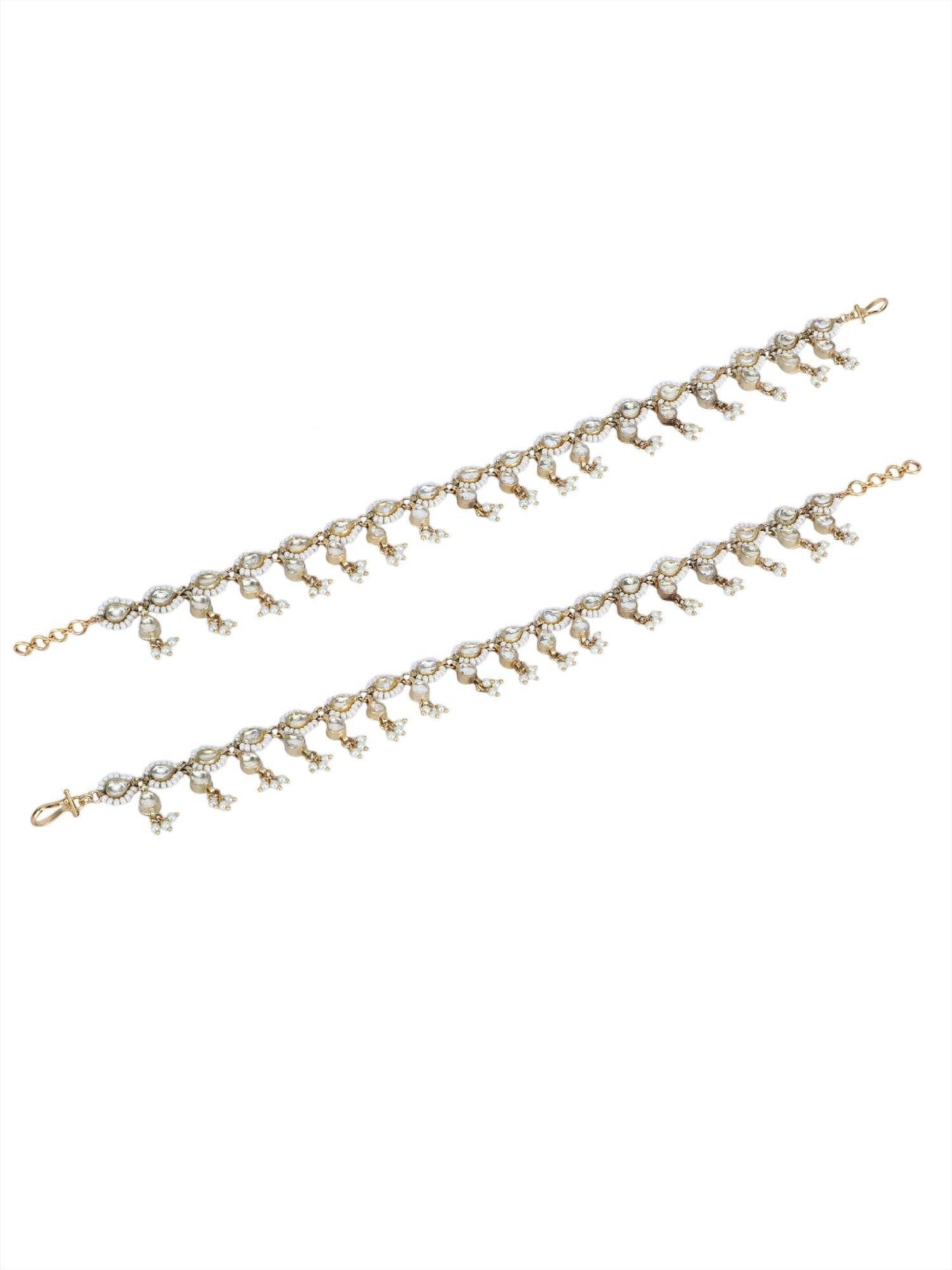22KT Gold Plated Kundan Classic Gold Anklet For women and Girls - Auraa Trends