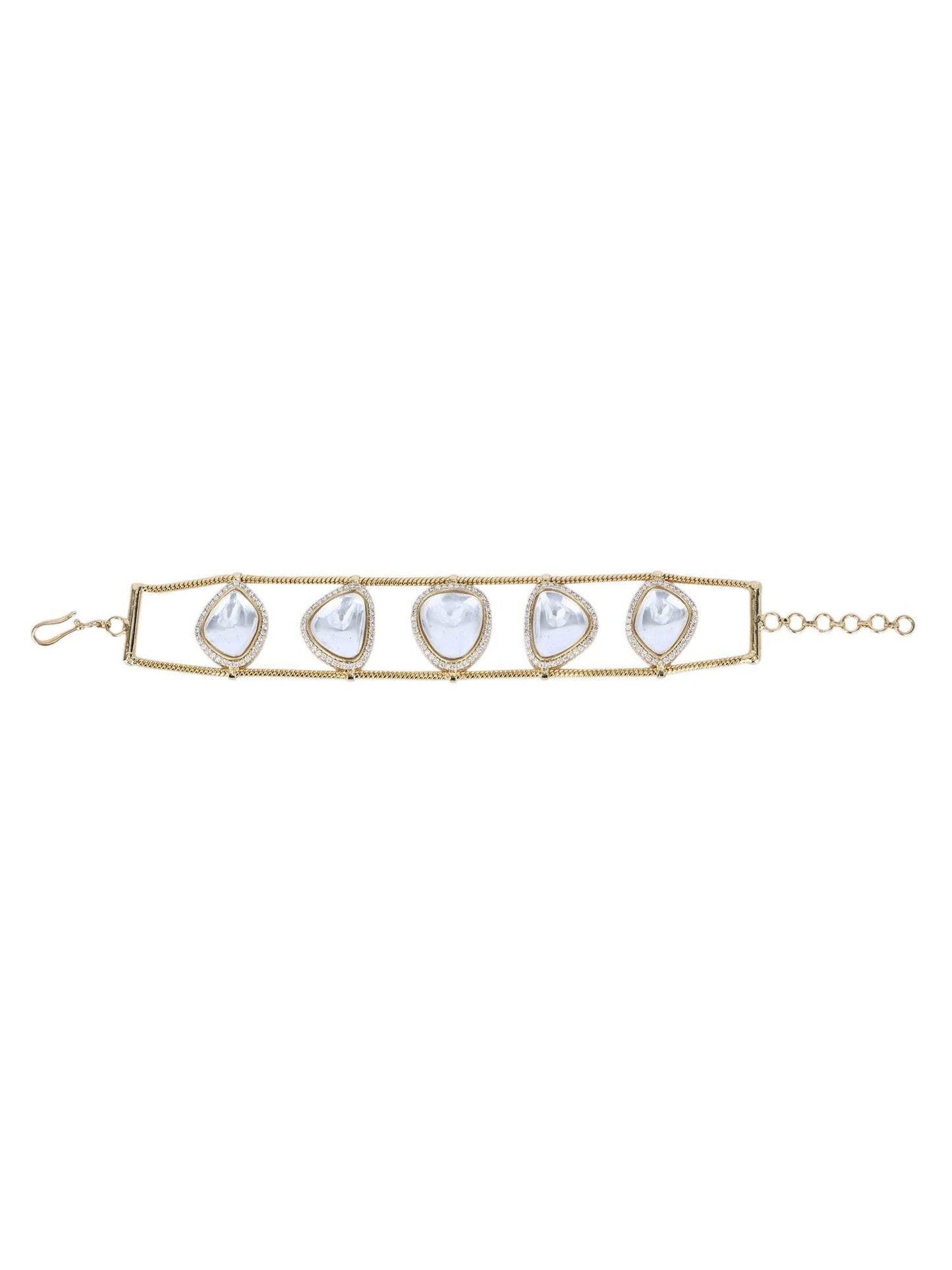 22KT gold Plated Kundan Classic Gold Bracelet For women and Girls - Auraa Trends