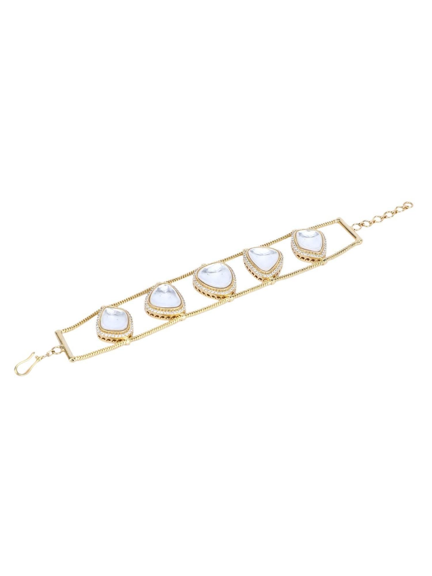 22KT gold Plated Kundan Classic Gold Bracelet For women and Girls - Auraa Trends