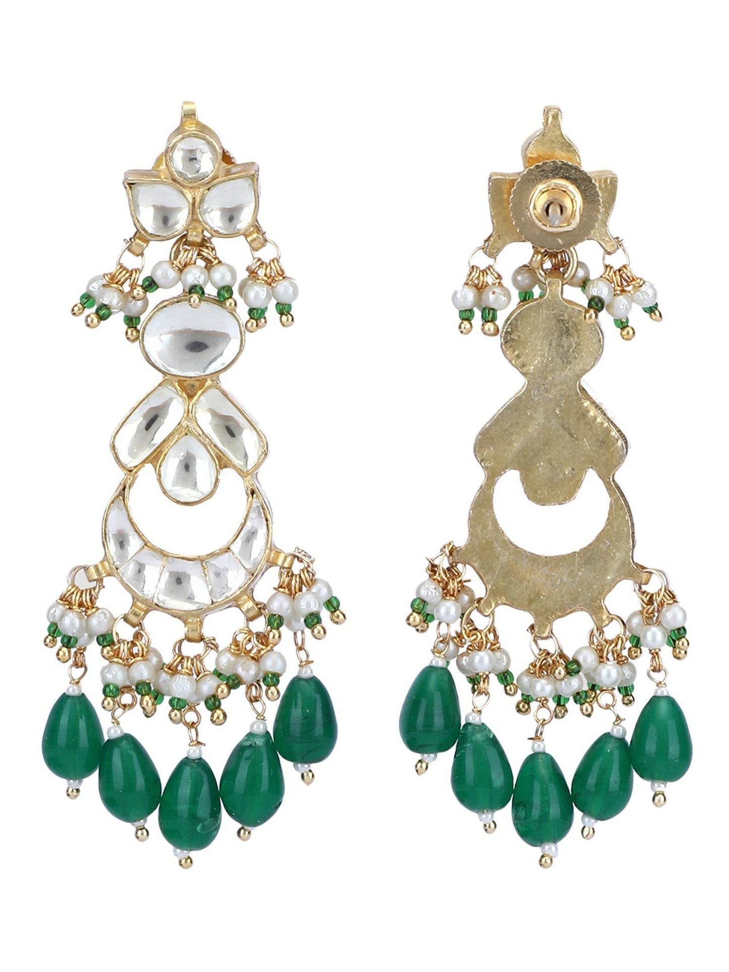 22KT gold Plated Kundan Classic Green Choker Necklace Set for women and Girls - Auraa Trends