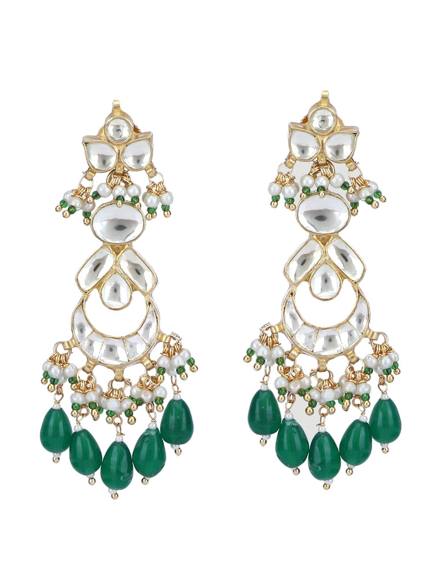 22KT gold Plated Kundan Classic Green Choker Necklace Set for women and Girls - Auraa Trends