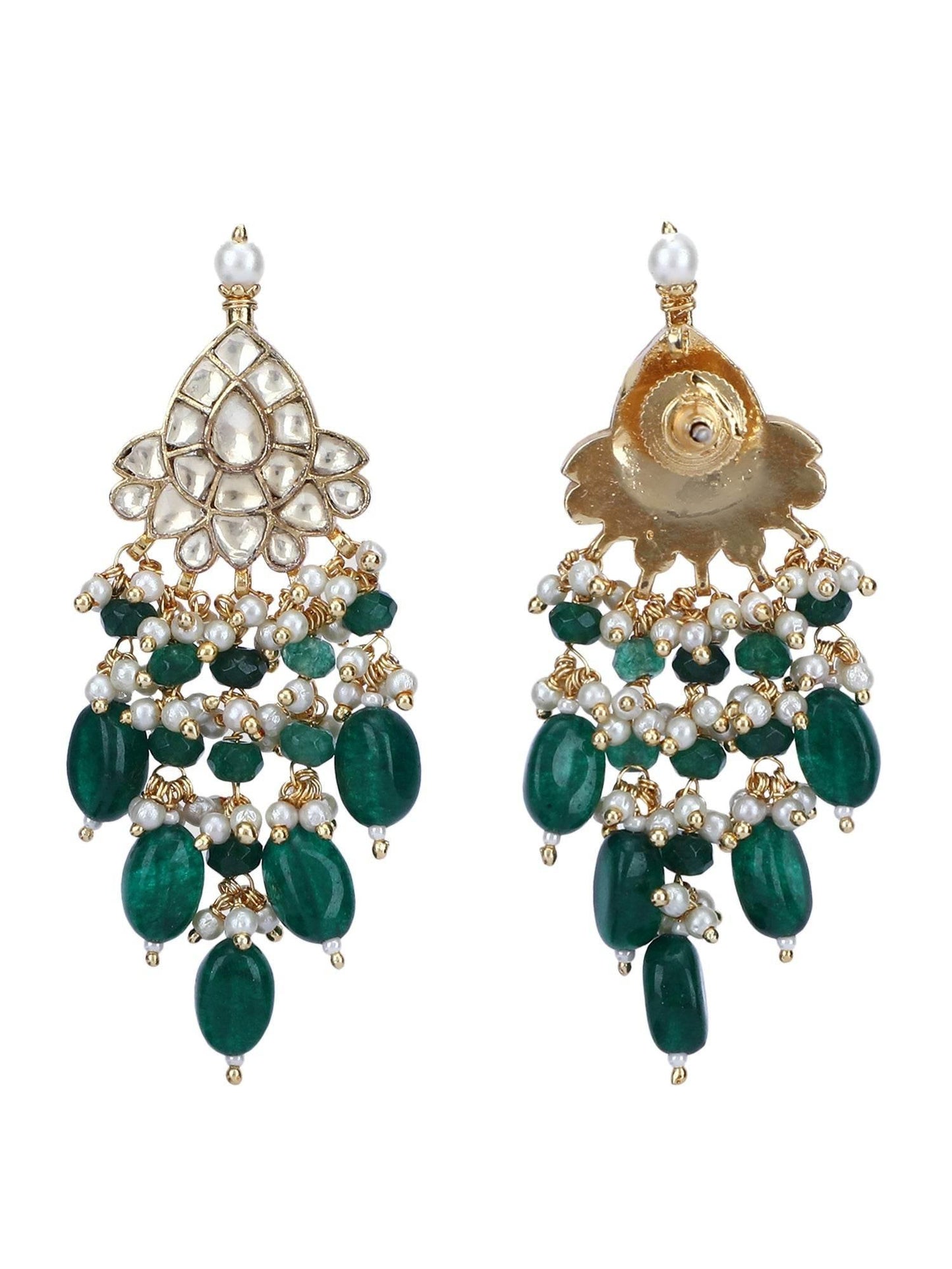 22KT Gold Plated Kundan Classic Green Choker Necklace Set for women - Auraa Trends