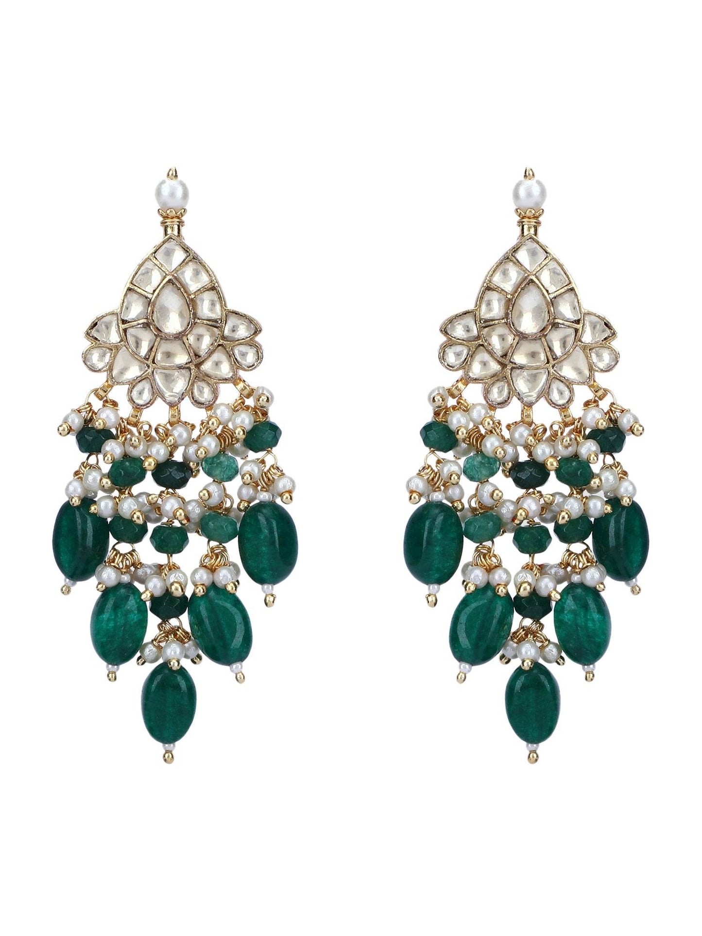 22KT Gold Plated Kundan Classic Green Choker Necklace Set for women - Auraa Trends