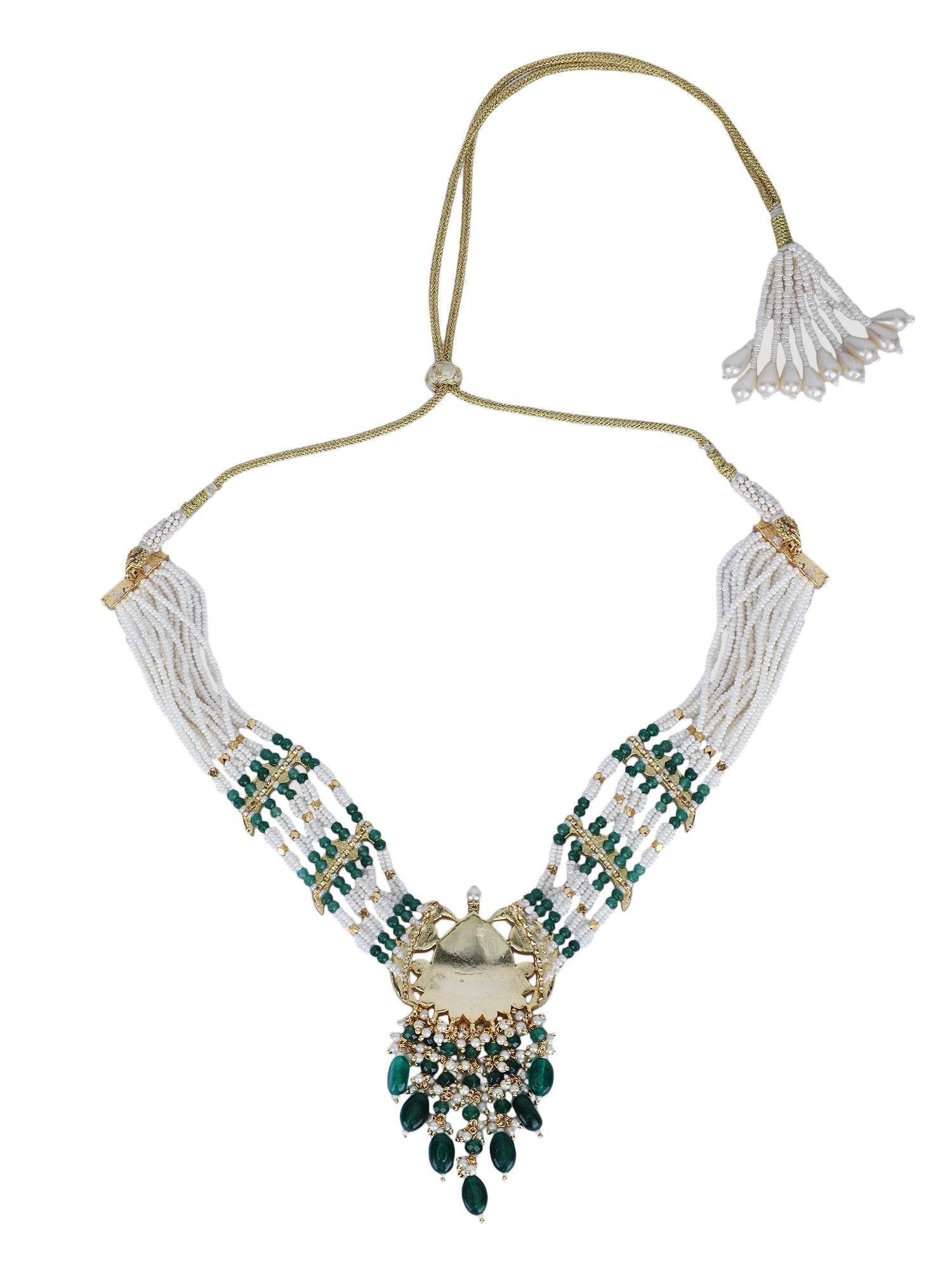 22KT Gold Plated Kundan Classic Green Choker Necklace Set for women - Auraa Trends