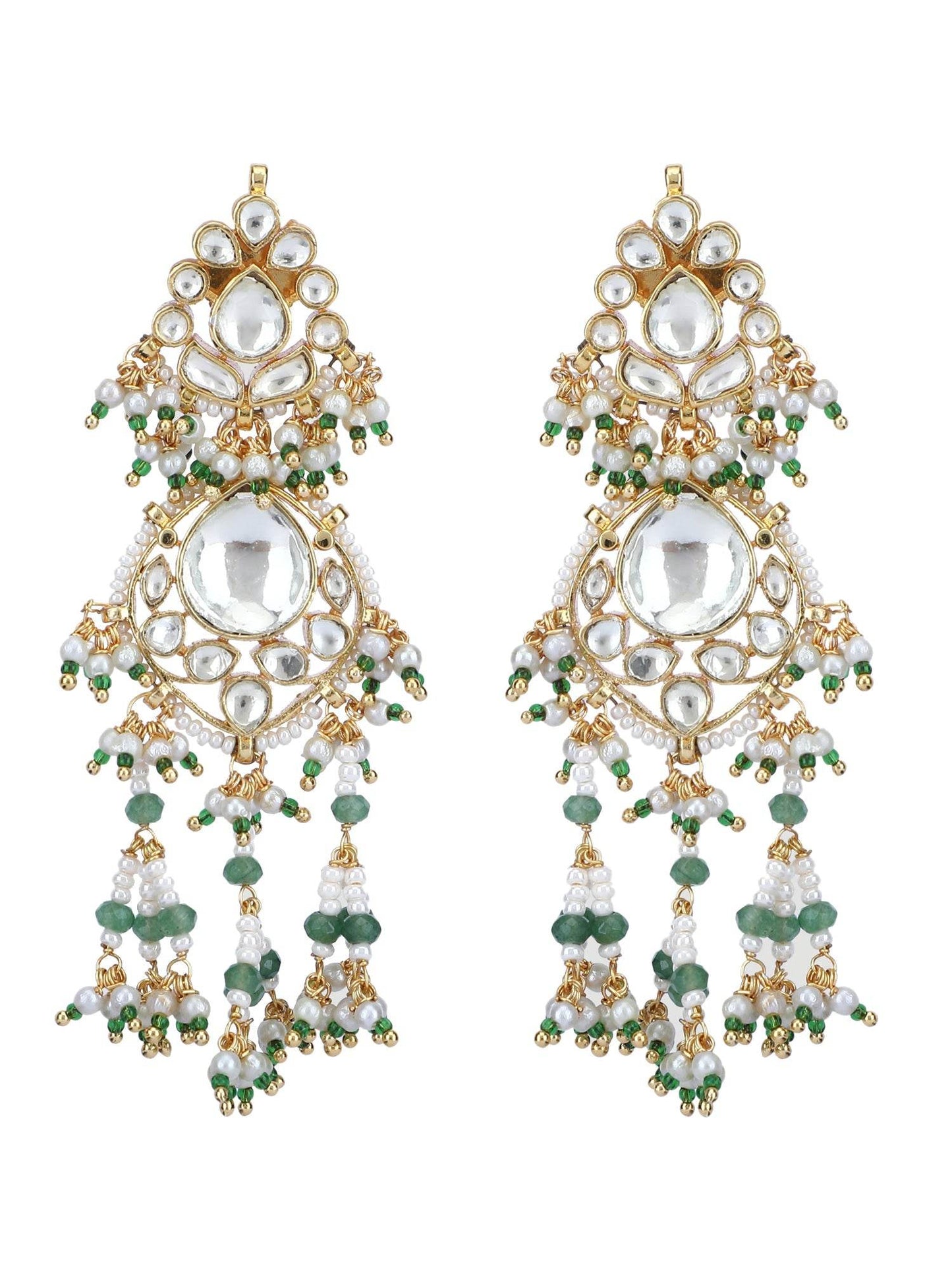 22KT Gold Plated Kundan Classic Green Necklace Set For women and Girl - Auraa Trends