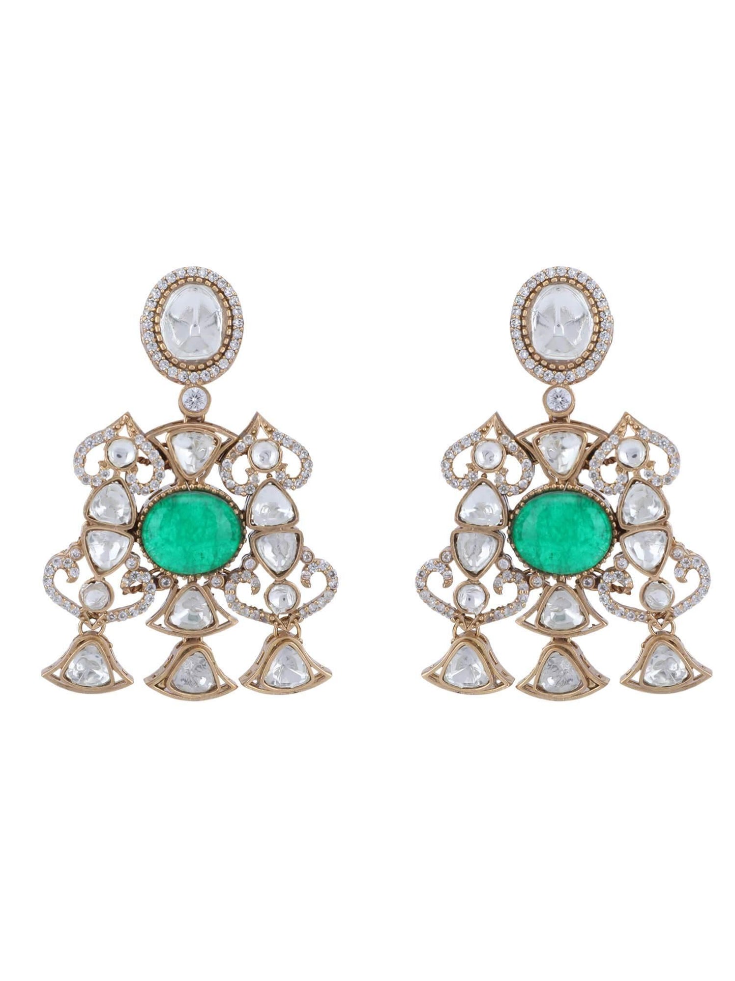 22KT Gold Plated Kundan Classic Green Necklace Sets - Auraa Trends