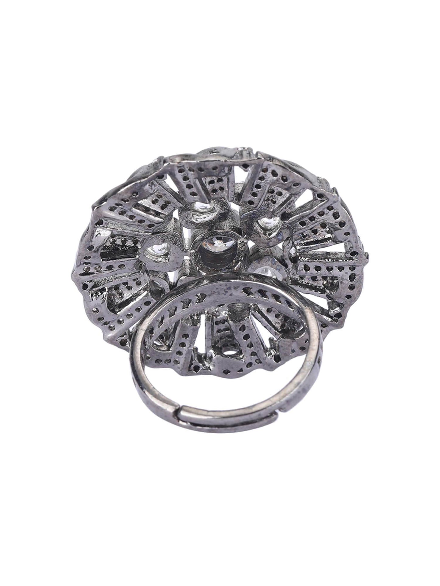 22KT Gold Plated Kundan Classic Grey Ring - Auraa Trends