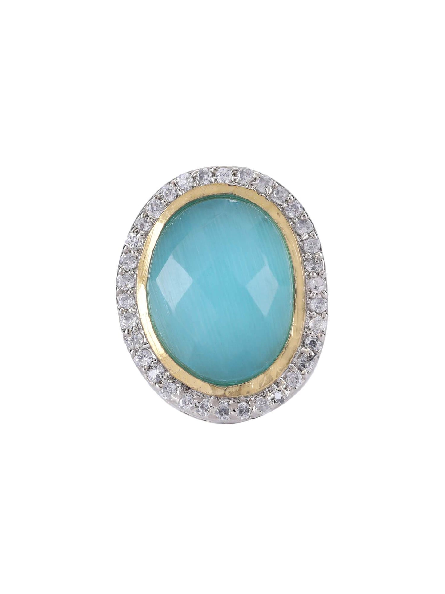 22KT Gold Plated Kundan Elegant Blue Ring - Auraa Trends