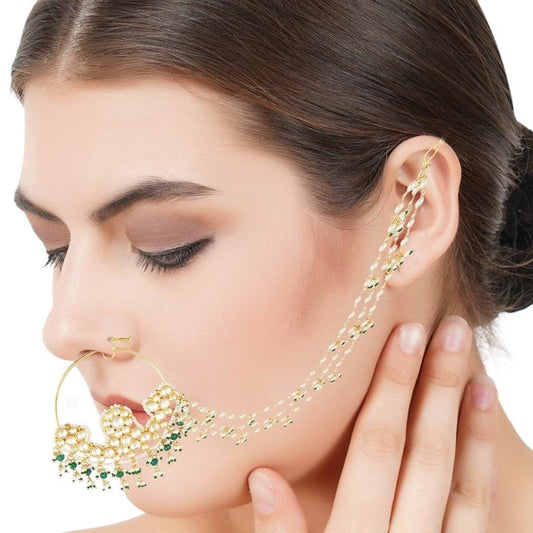 22KT Gold Plated Kundan Nath - Auraa Trends