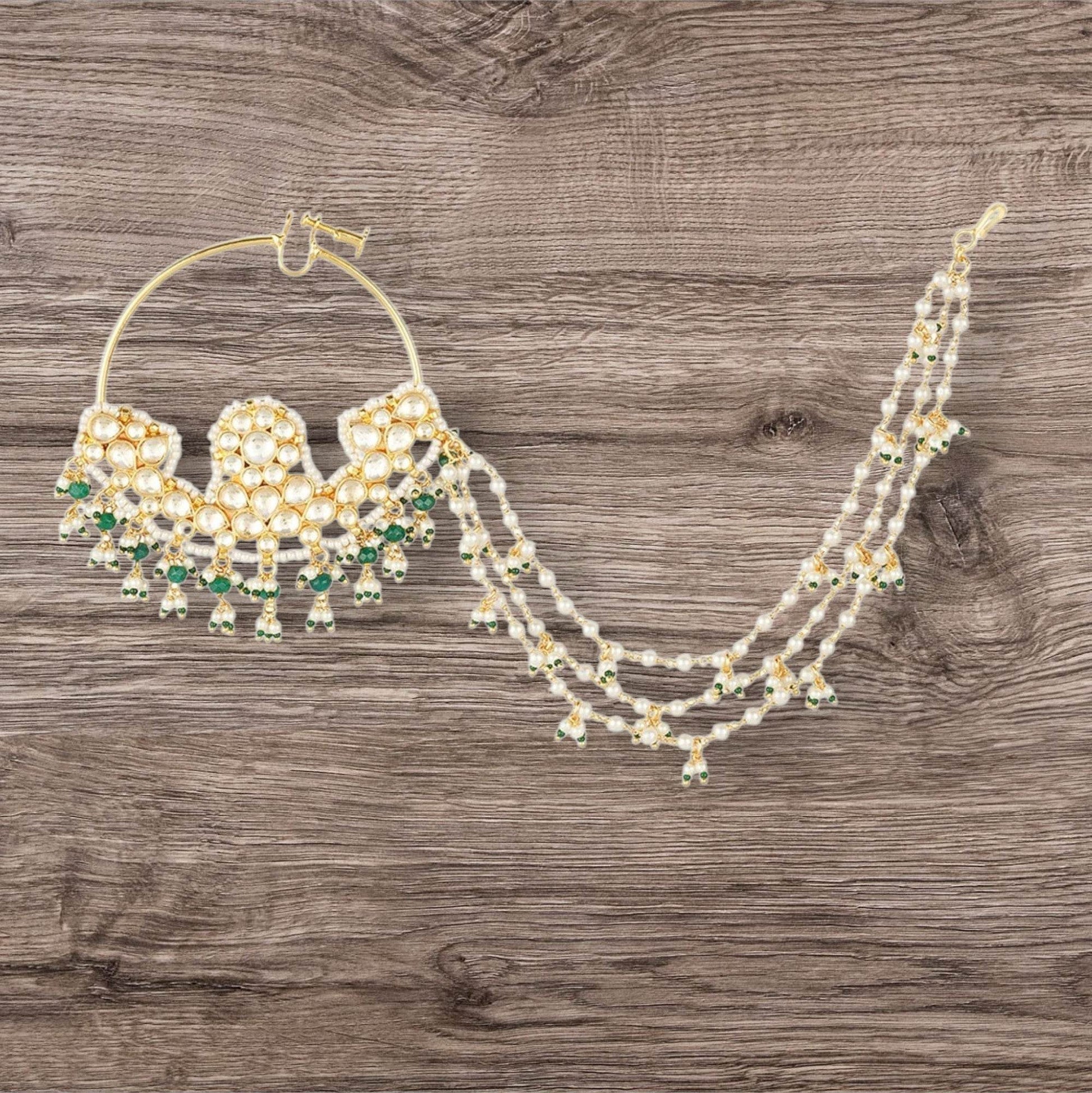 22KT Gold Plated Kundan Nath - Auraa Trends