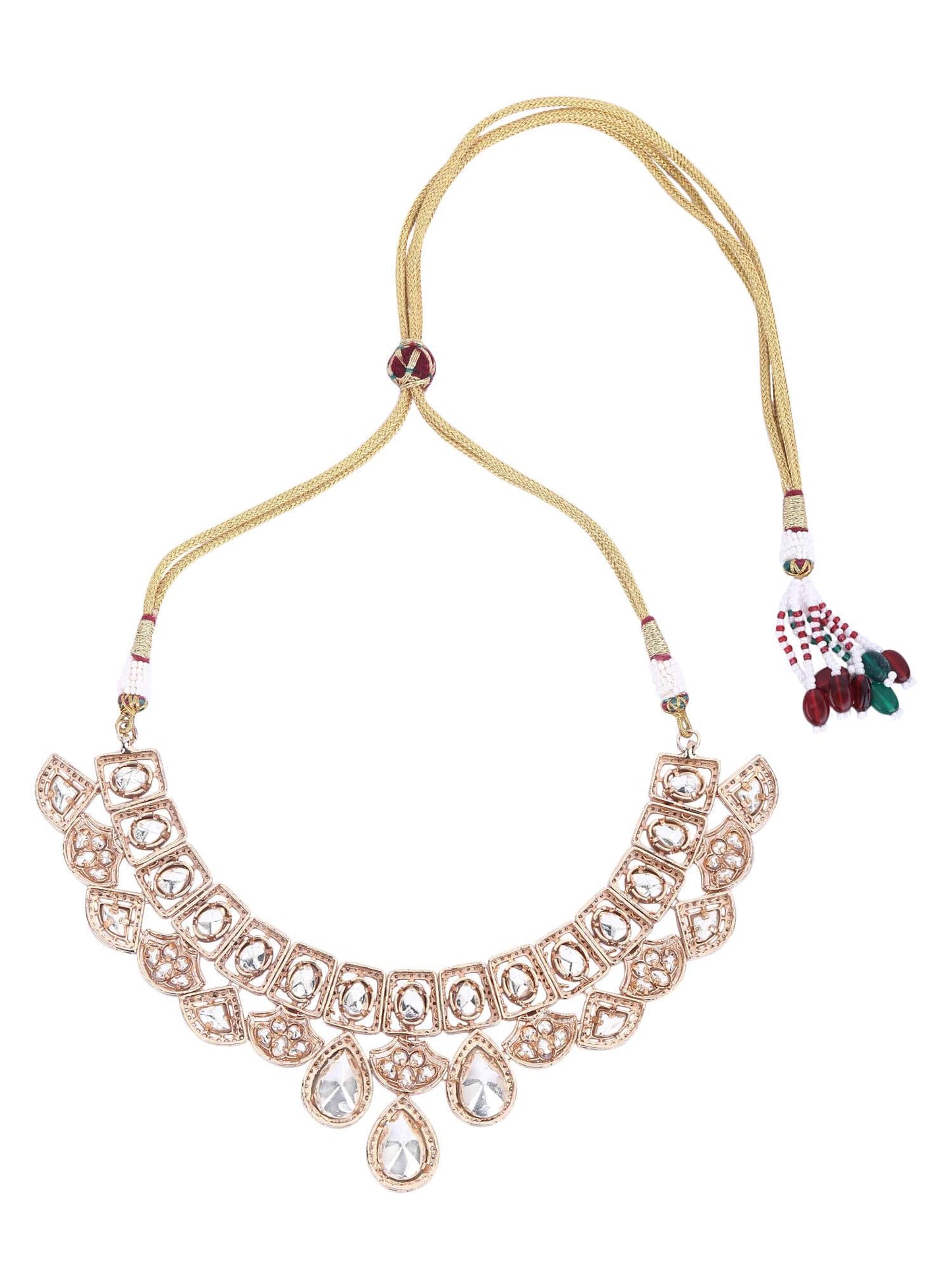 22KT Gold Plated Kundan Necklace Set - Auraa Trends