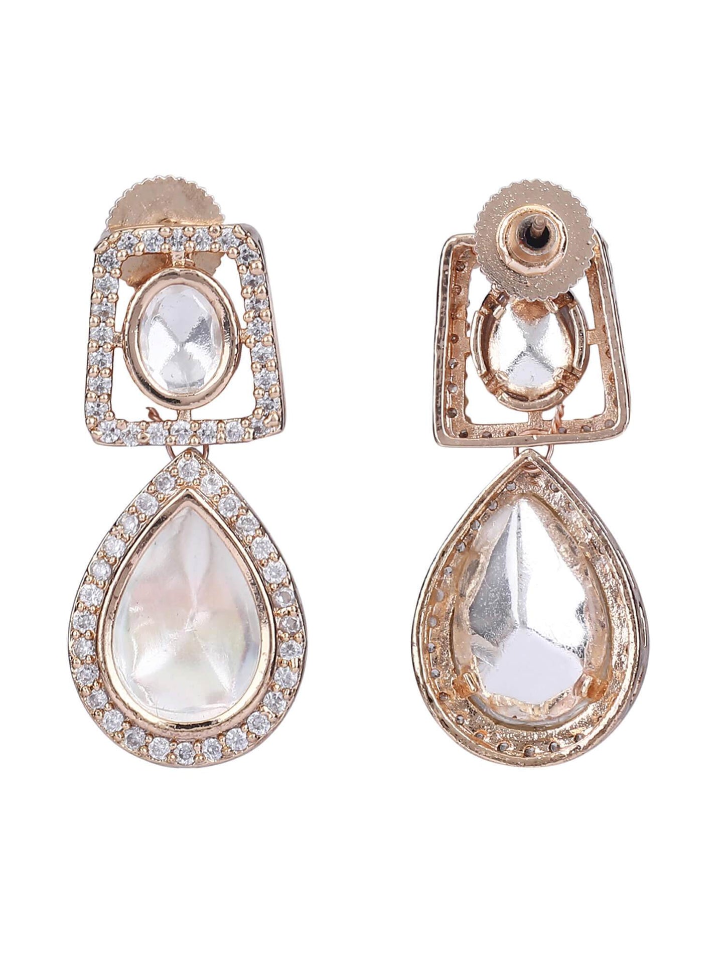 22KT Gold Plated Kundan Necklace Set - Auraa Trends